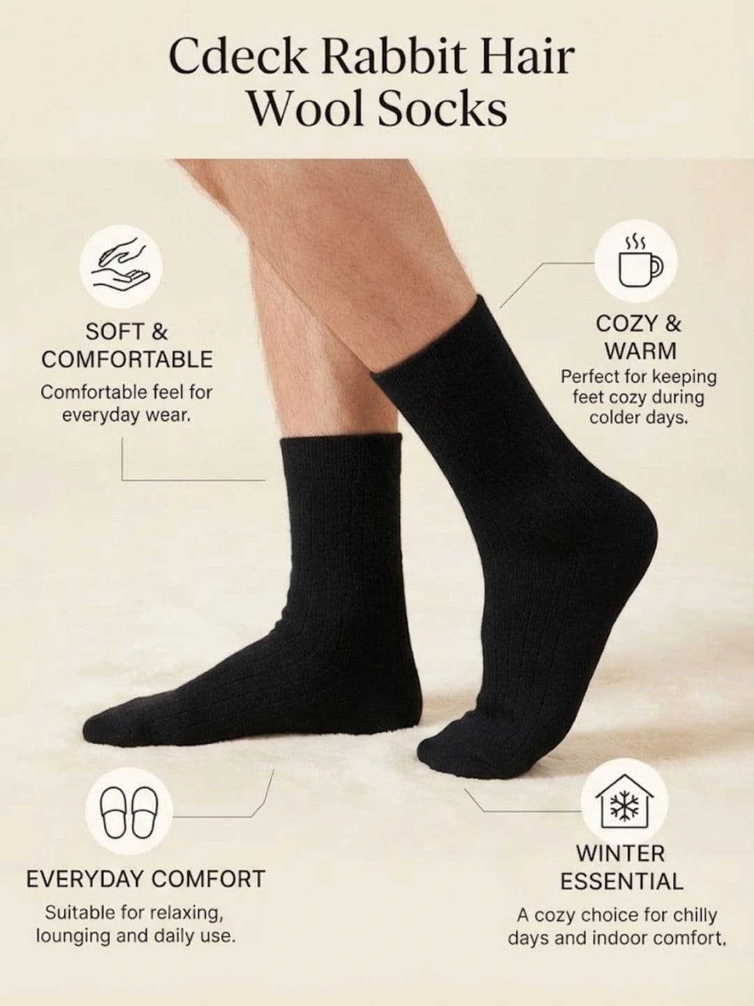 Cdeck Men Woolen Calf Length Socks thumbnail 5