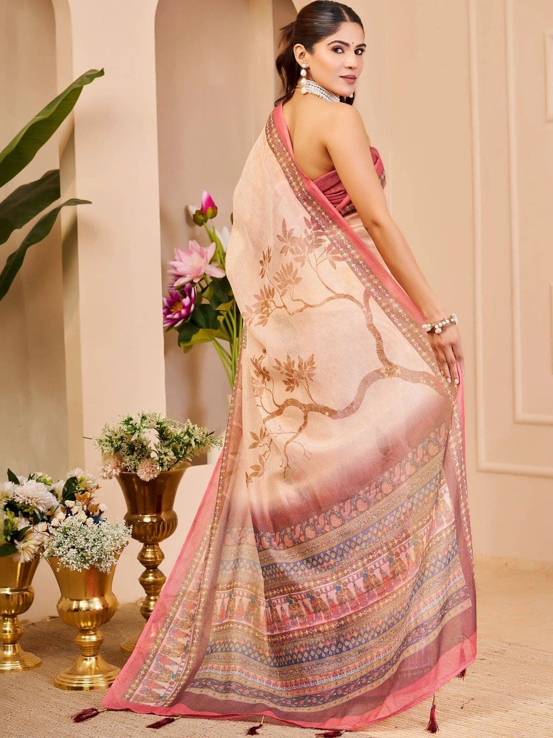 MANVAA Floral Silk Cotton Handloom Saree thumbnail 4