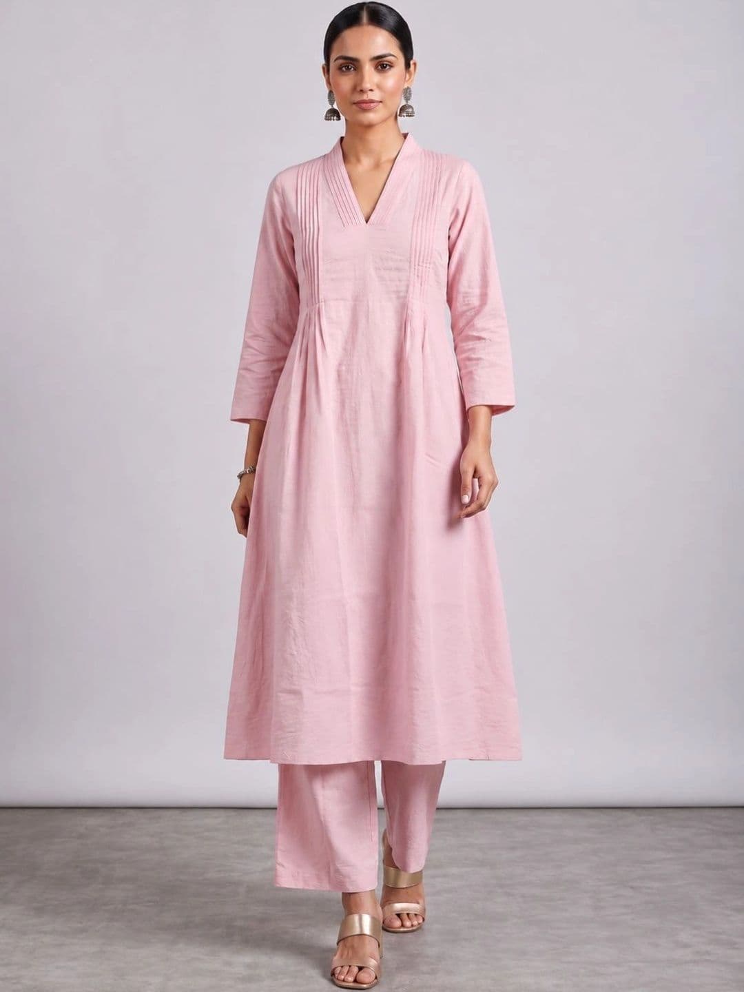 NAVYAAZRI Women Regular Pure Silk Kurta with Trousers - view 1