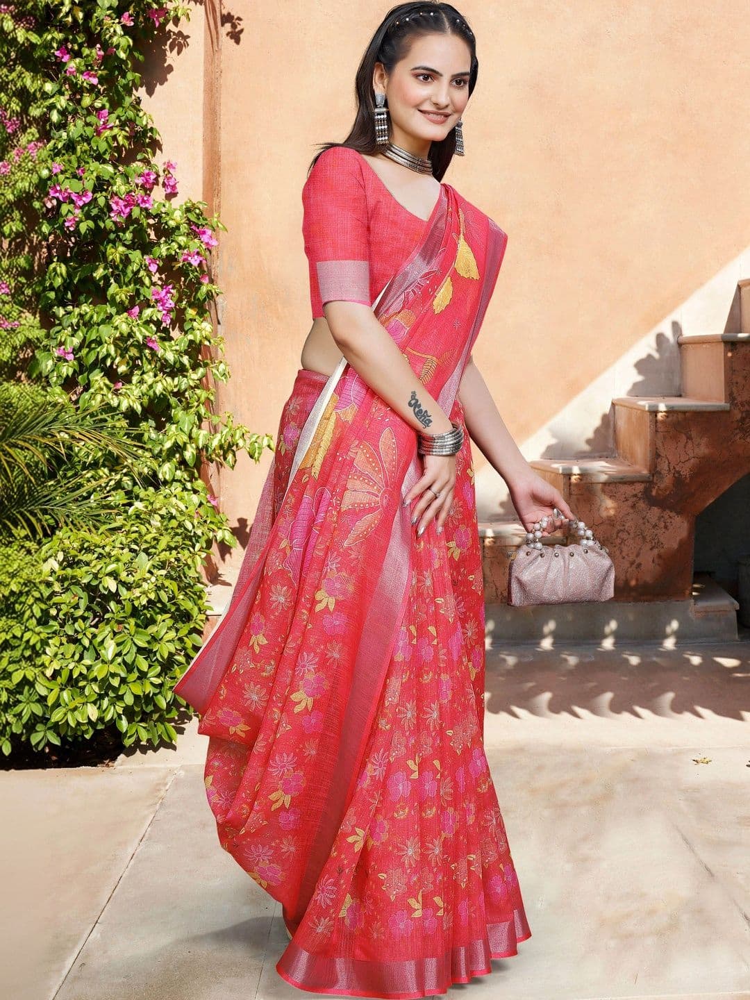 MANVAA  Women Floral Saree thumbnail 6