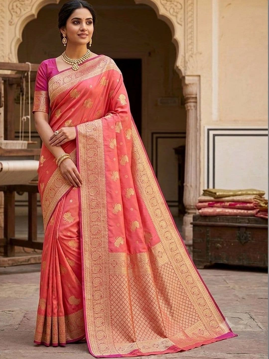RANGREET Ethnic Motifs Zari Saree - view 1