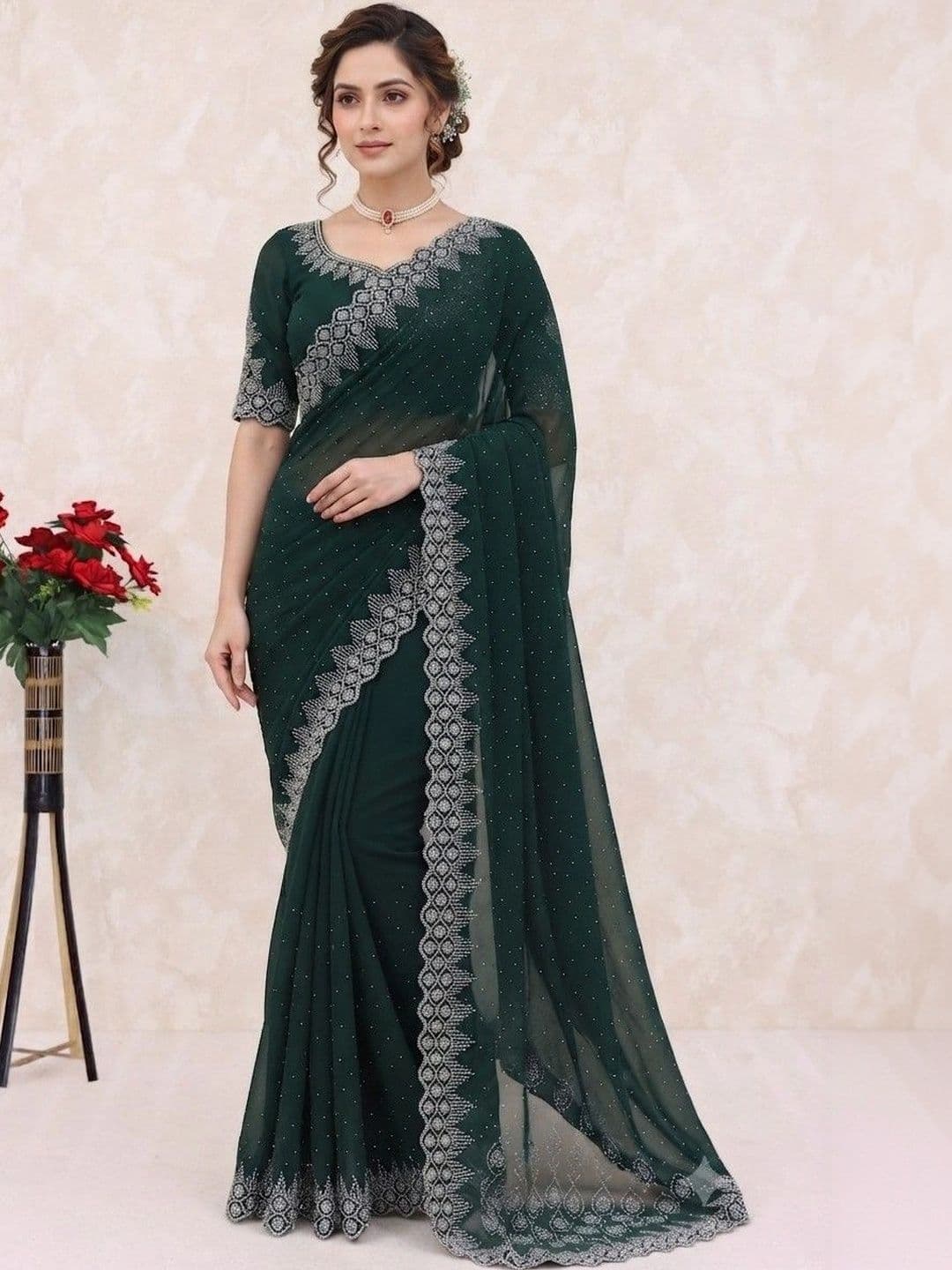 SmileyFashion Pure Georgette Saree - view 1