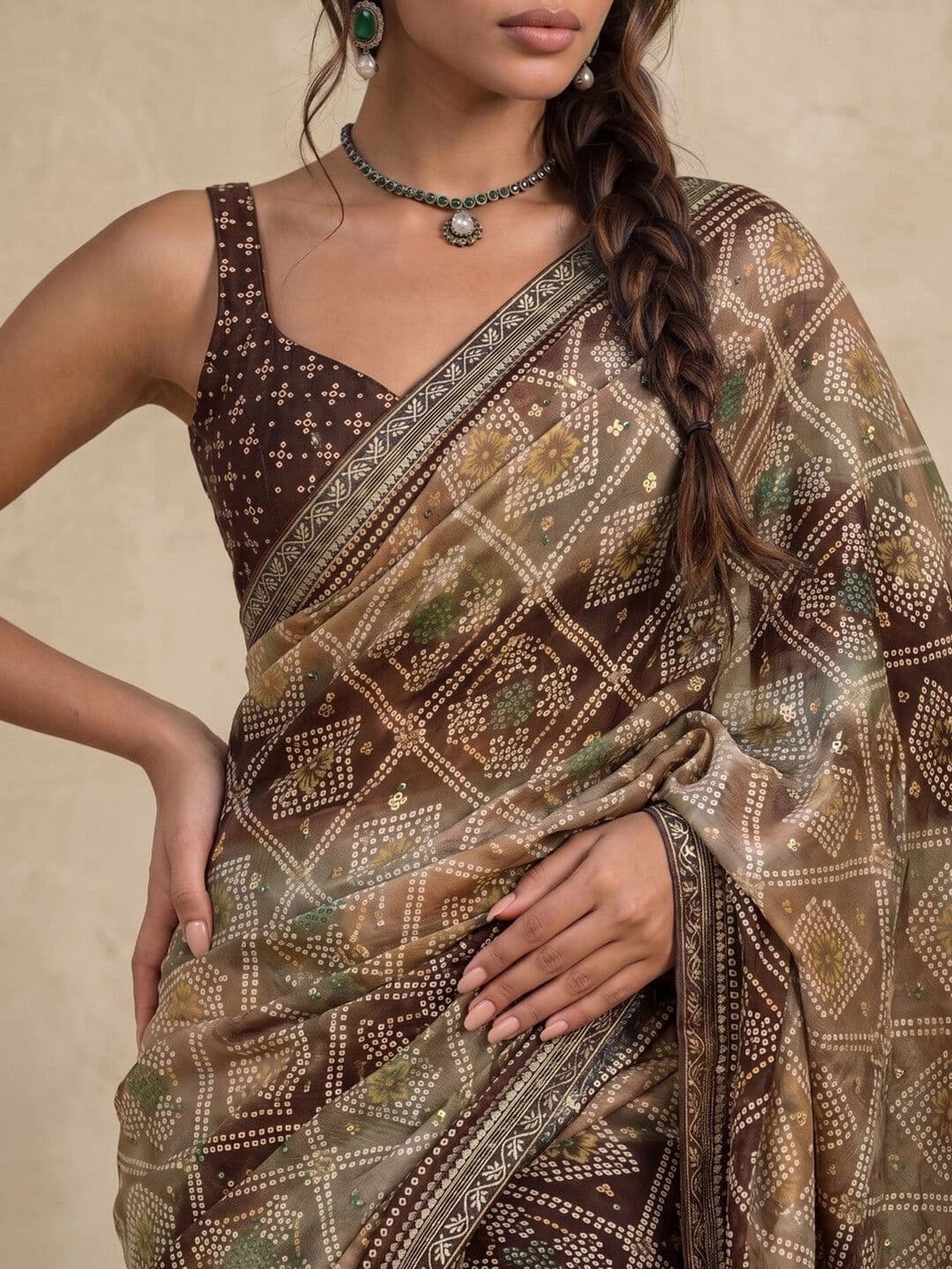 SAARA Ethnic Motifs Pure Georgette Saree thumbnail 6