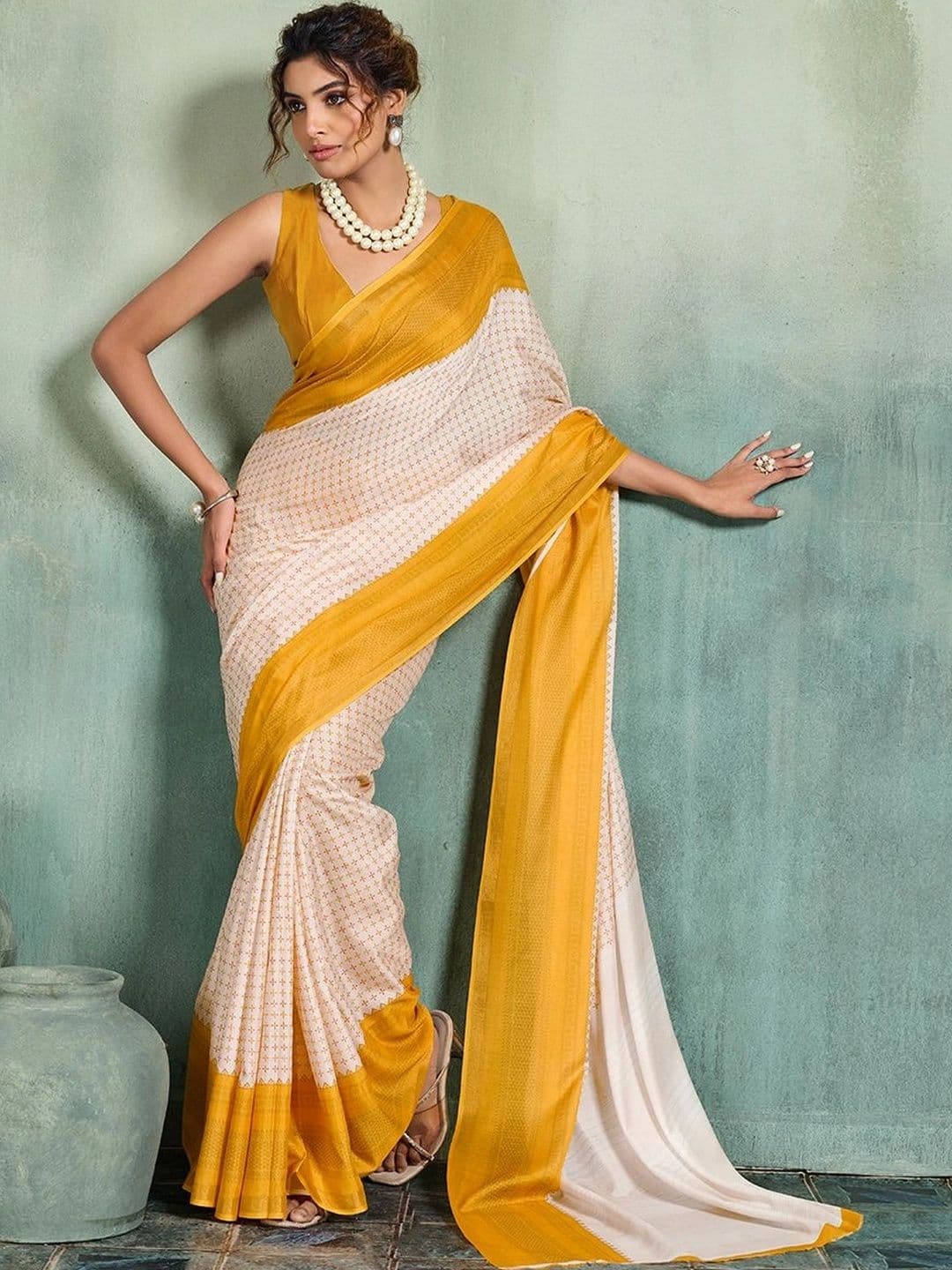DWIJA FASHION Floral Fusion Saree thumbnail 2