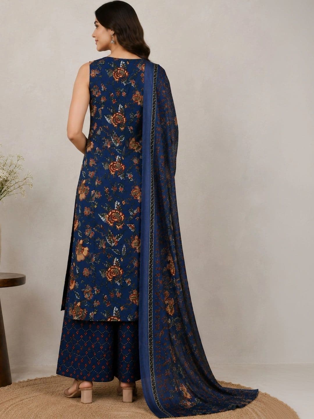 DHANSHREE TEX Women Floral Printed Regular Kurta with Palazzos & With Dupatta thumbnail 5