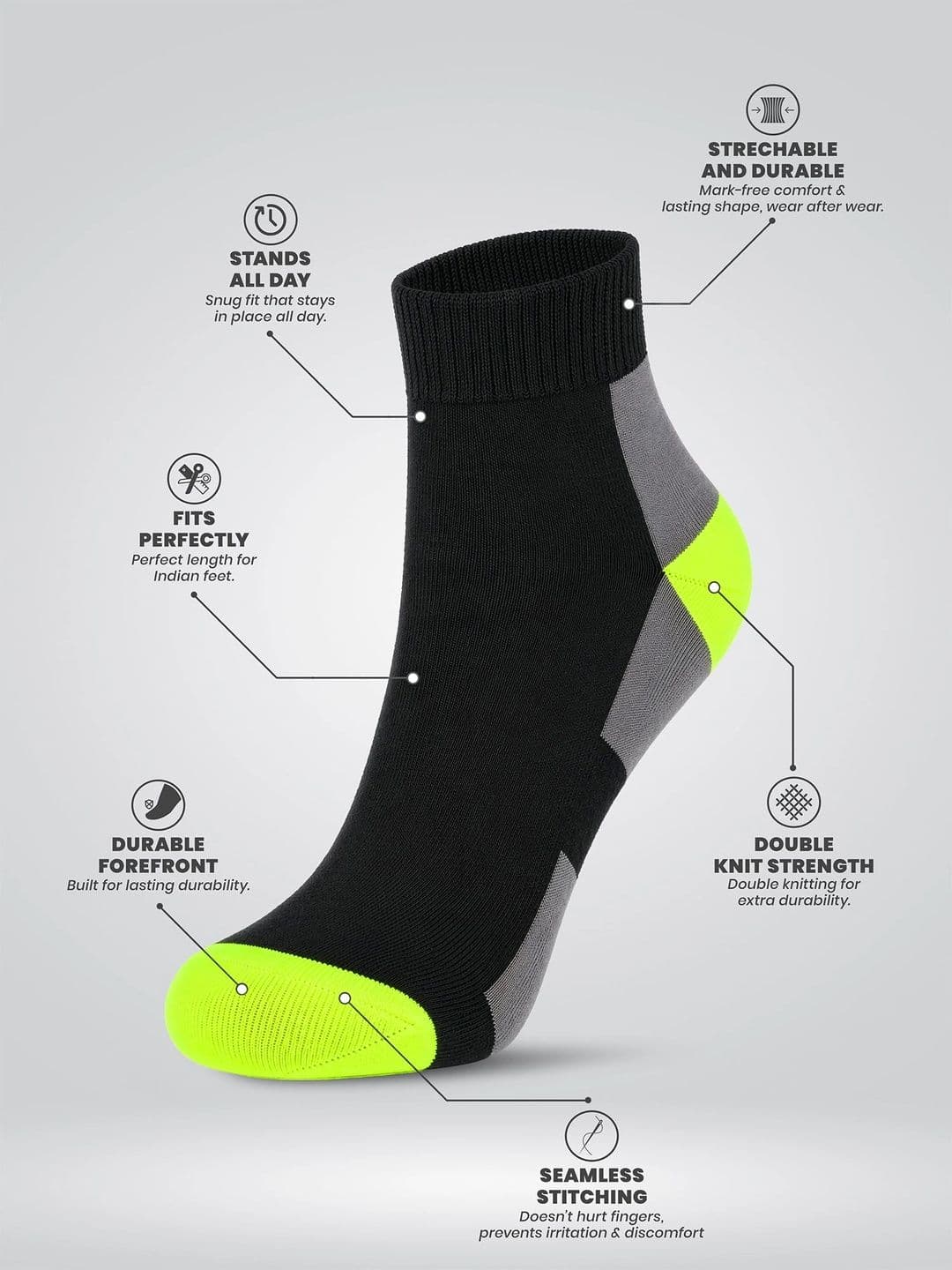 LOUIS STITCH Men Pack of 3 Cotton Assorted Colourblocked Ankle Length Socks thumbnail 2