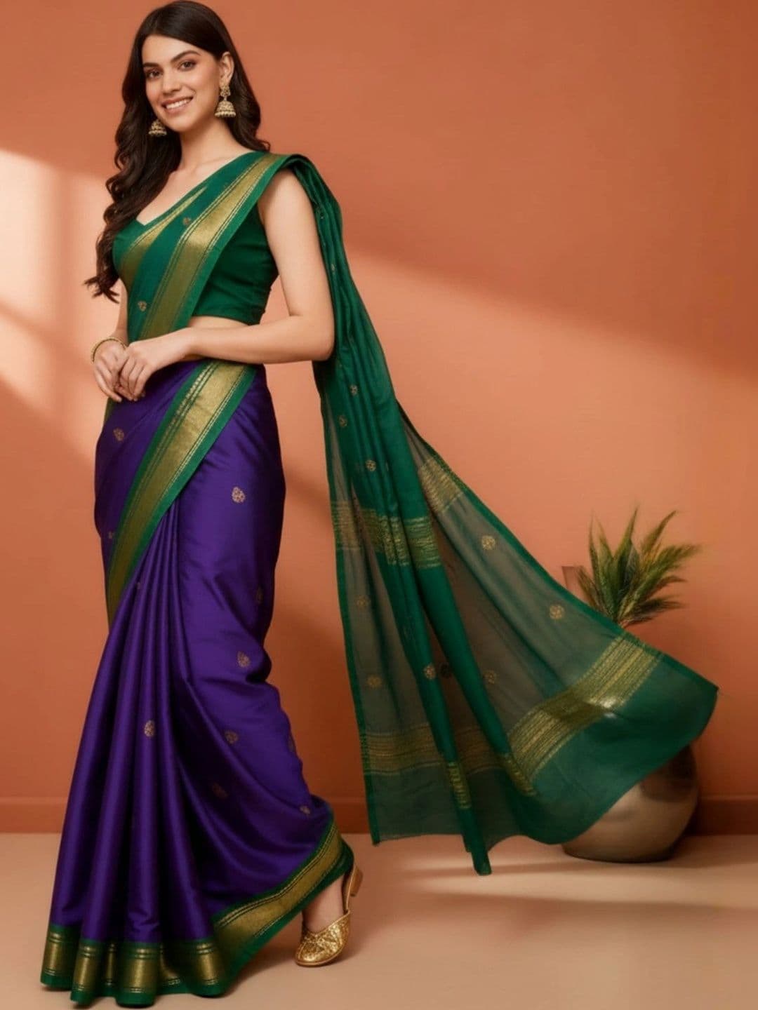 Sangria Zari  Women Pure Cotton Kanjeevaram Saree thumbnail 5