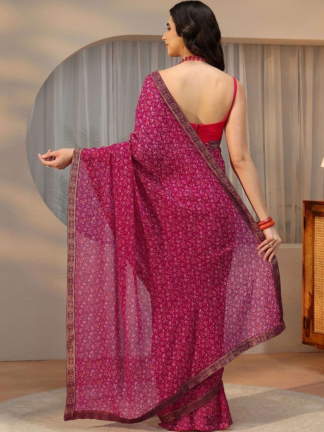 Libas Floral Gotta Patti Pure Georgette Saree thumbnail 7