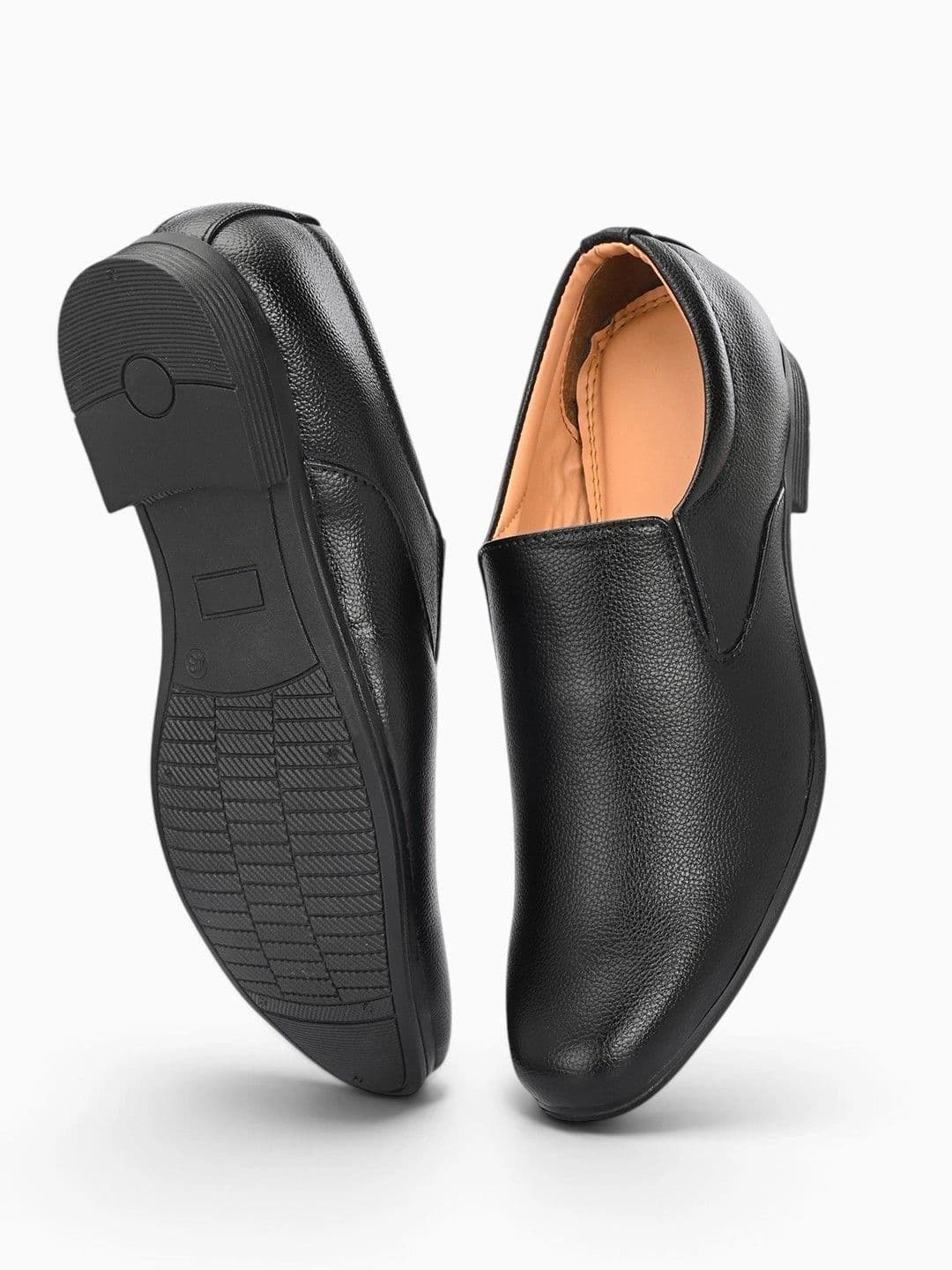HERE&NOW Men Textured Leather Pointed Toe Formal Slip-Ons thumbnail 4
