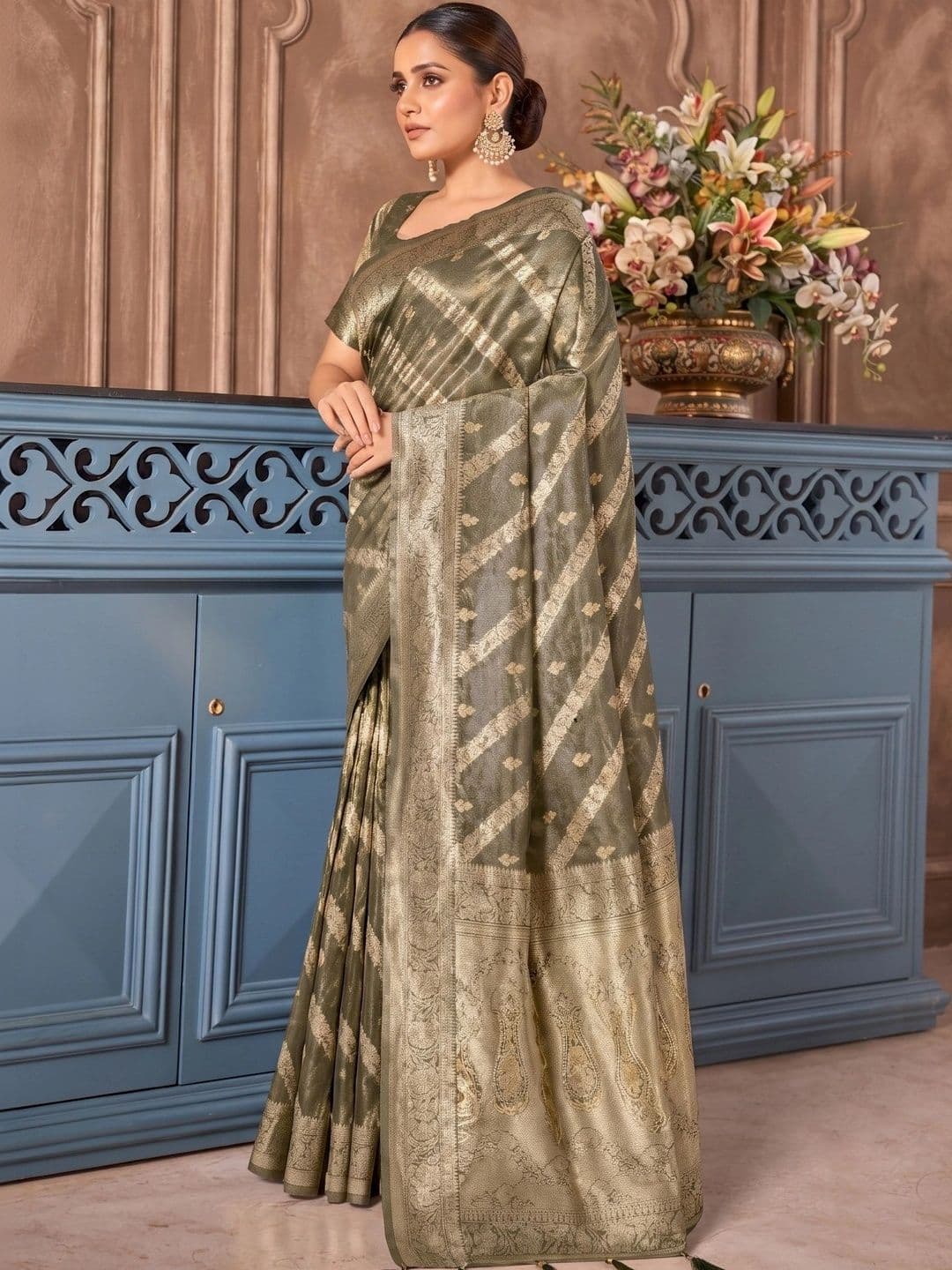 MONJOLIKA FASHION Embellished Zari Silk Blend Designer Bomkai silk Saree - view 1