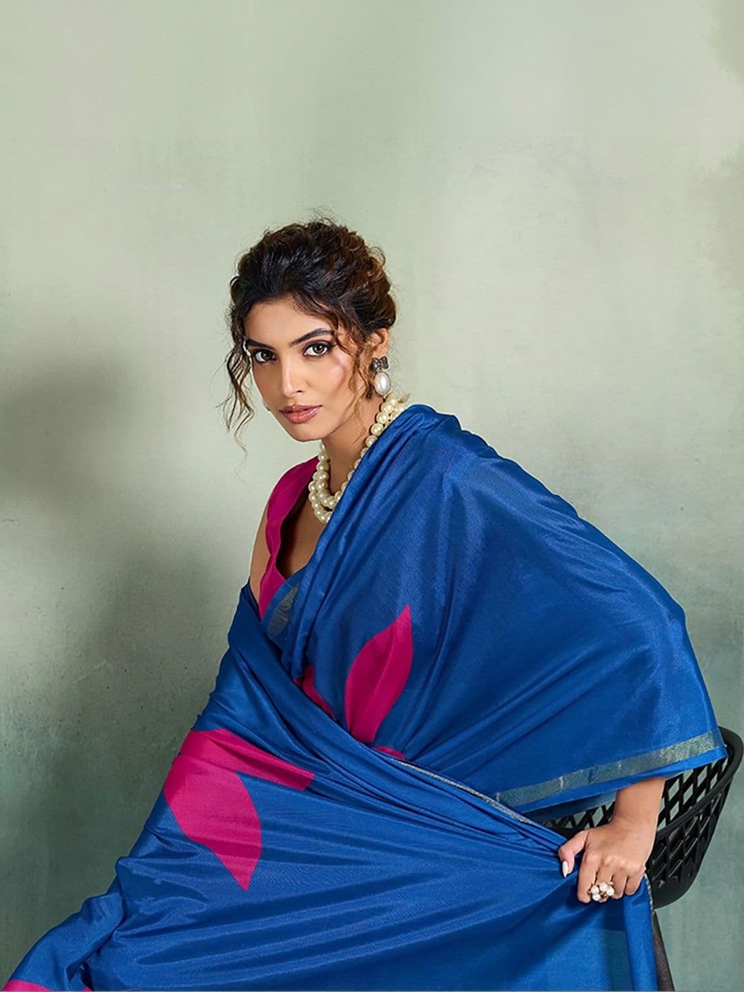 KALINI Floral Designer Block Print Saree thumbnail 2