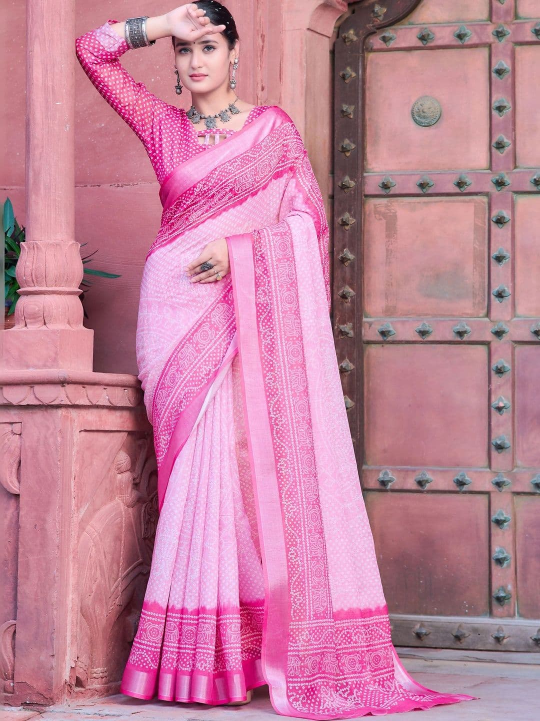 MANVAA Bandhani Saree thumbnail 6