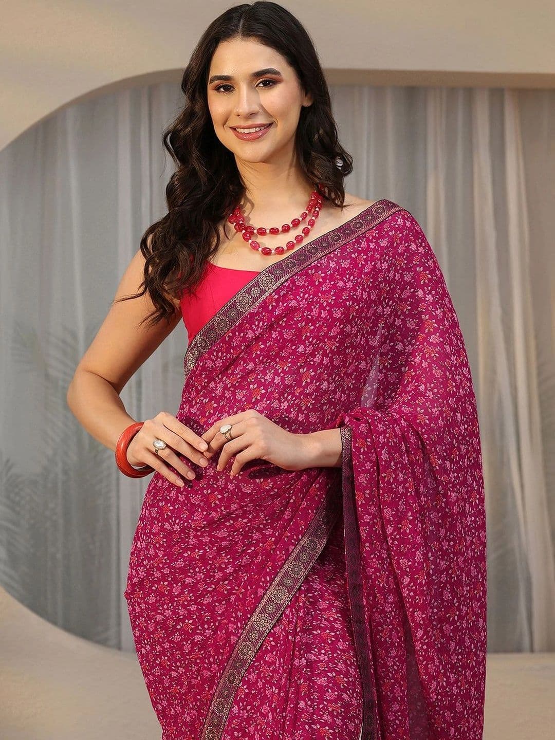 Libas Floral Gotta Patti Pure Georgette Saree thumbnail 3