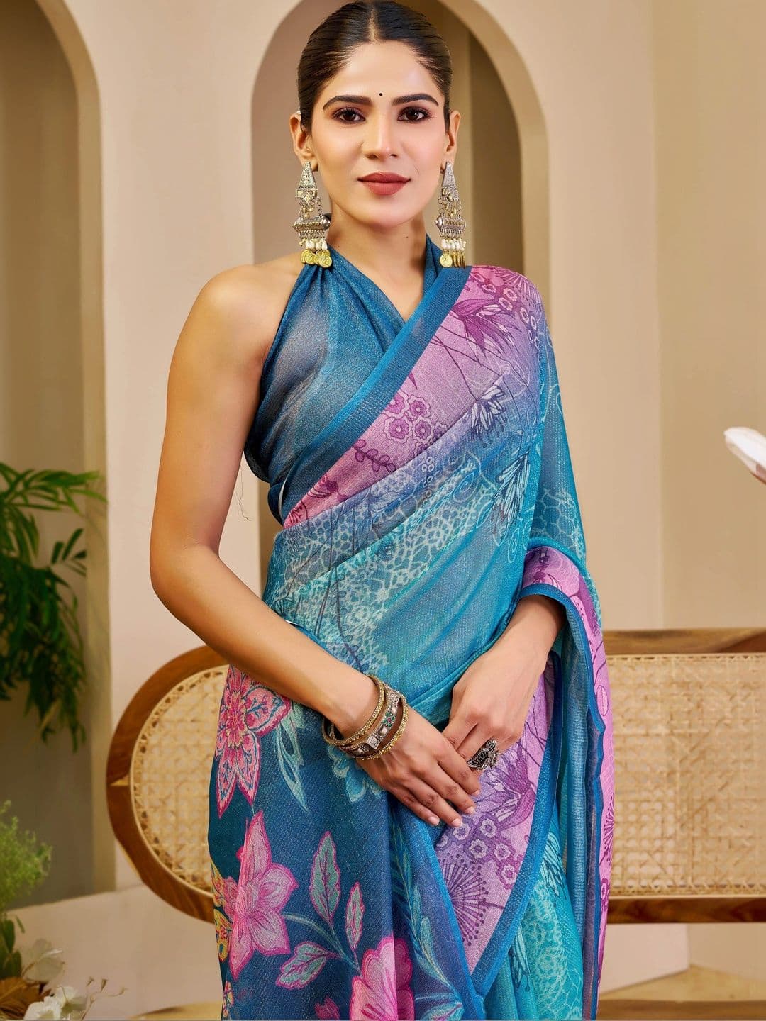 HERE&NOW Floral Silk Cotton Handloom Saree thumbnail 2