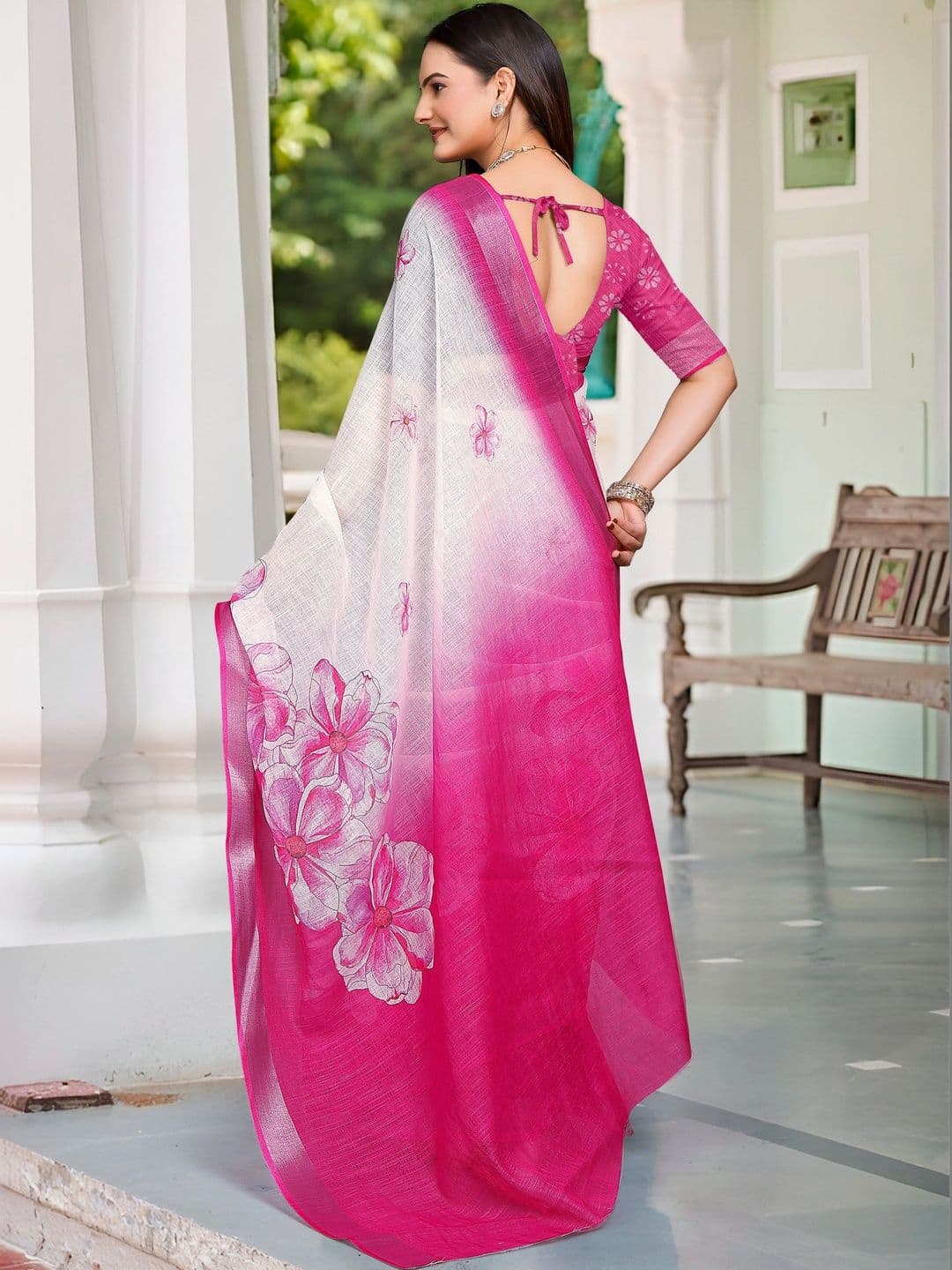 MANVAA Women Cotton Linen Saree thumbnail 5