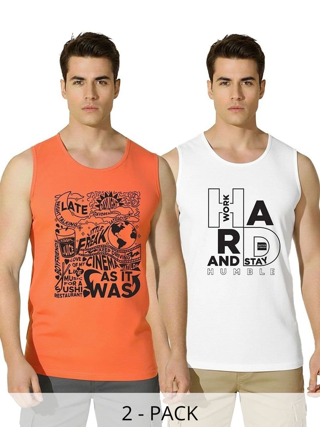 SKY HARBOAR Men Typography  Pack Of 2 Printed T-shirt - view 1