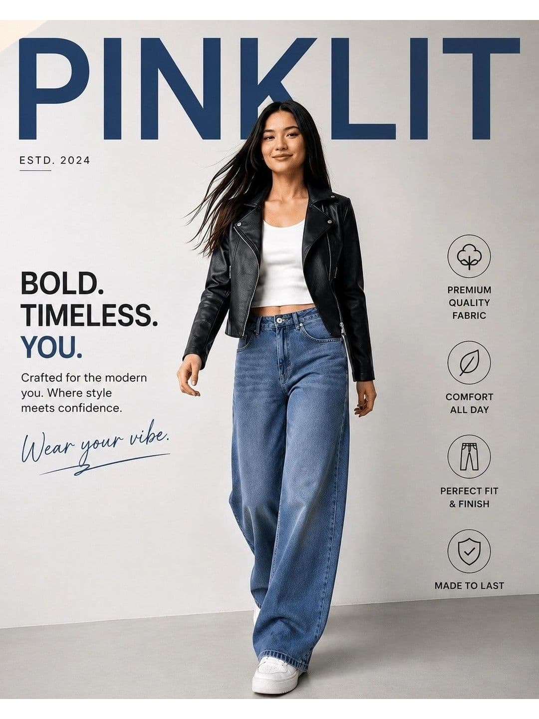 PINKLIT Women Wide Leg High-Rise Light Fade Jeans thumbnail 3