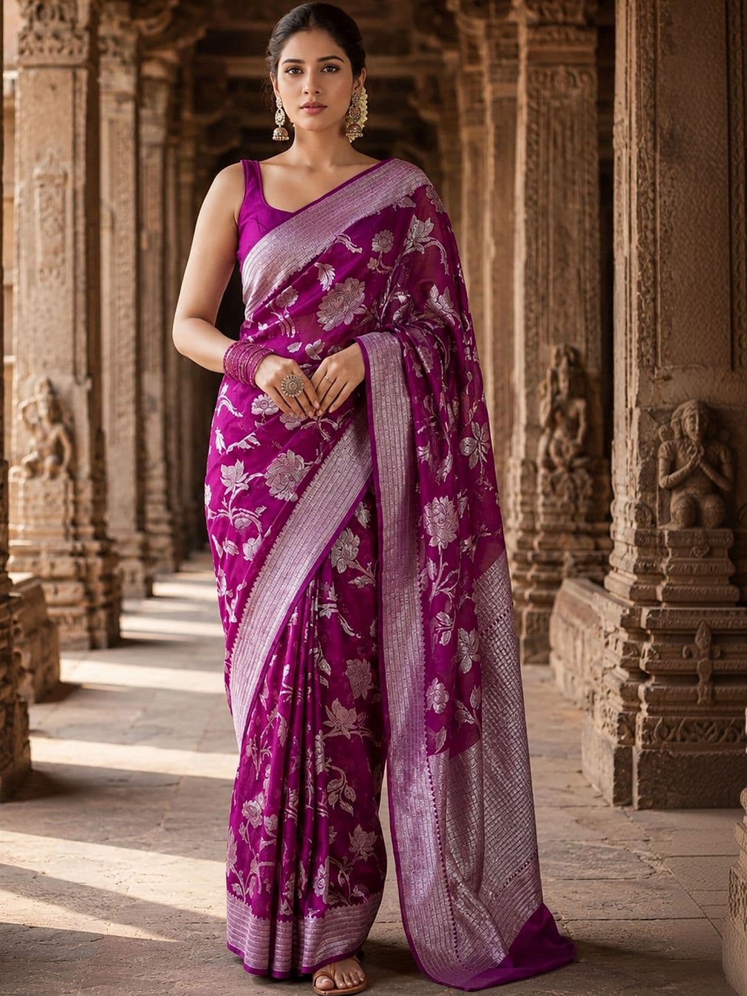 KALINI Woven Design Zari Silk Blend Designer Banarasi Saree - view 1