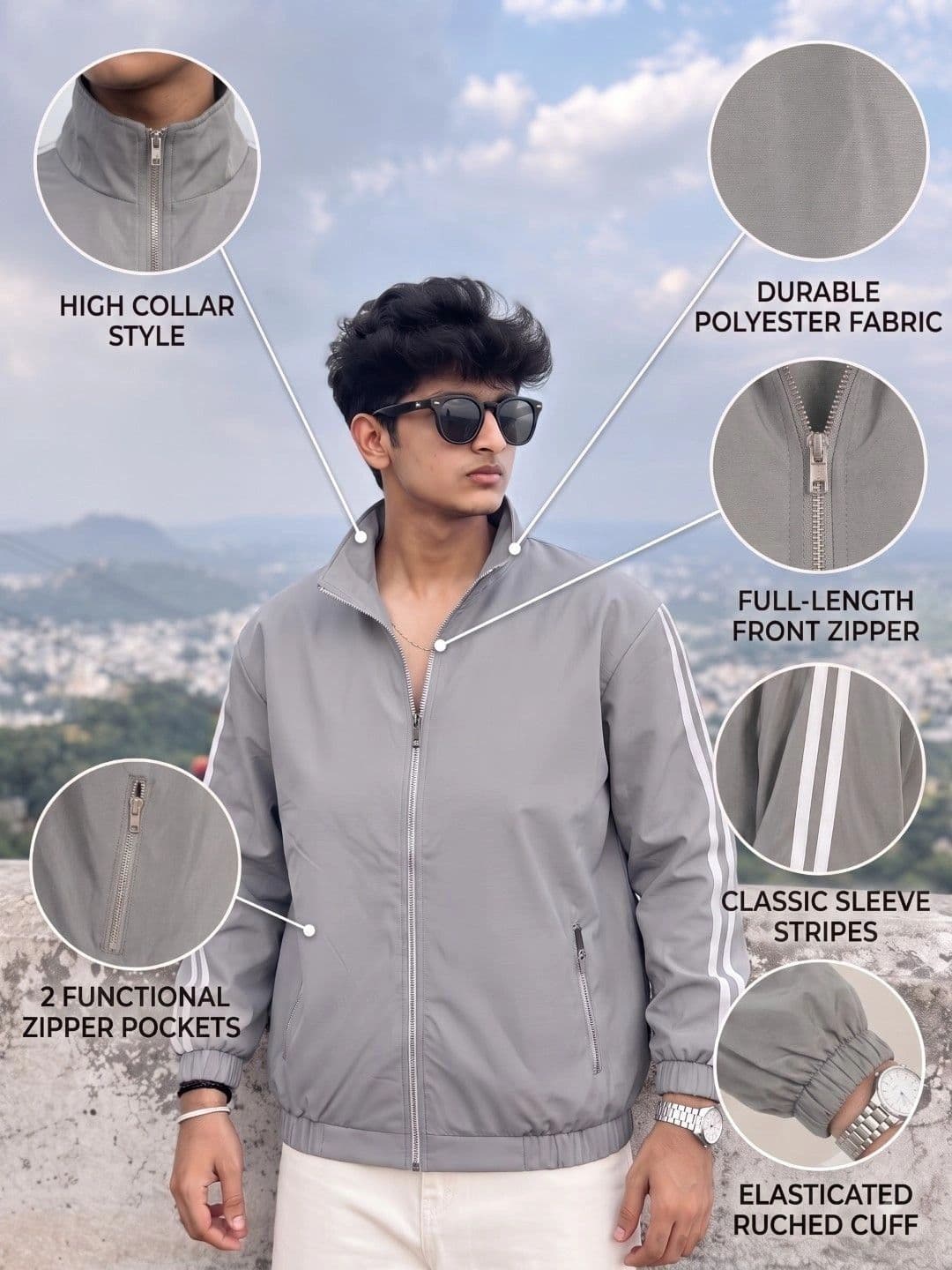 NeMe Couture Men Striped Lightweight Sporty Jacket thumbnail 5