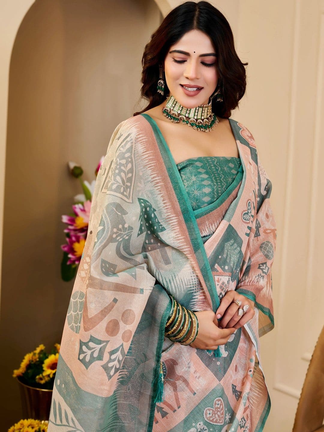 Maroosh Silk Cotton Handloom Saree thumbnail 3