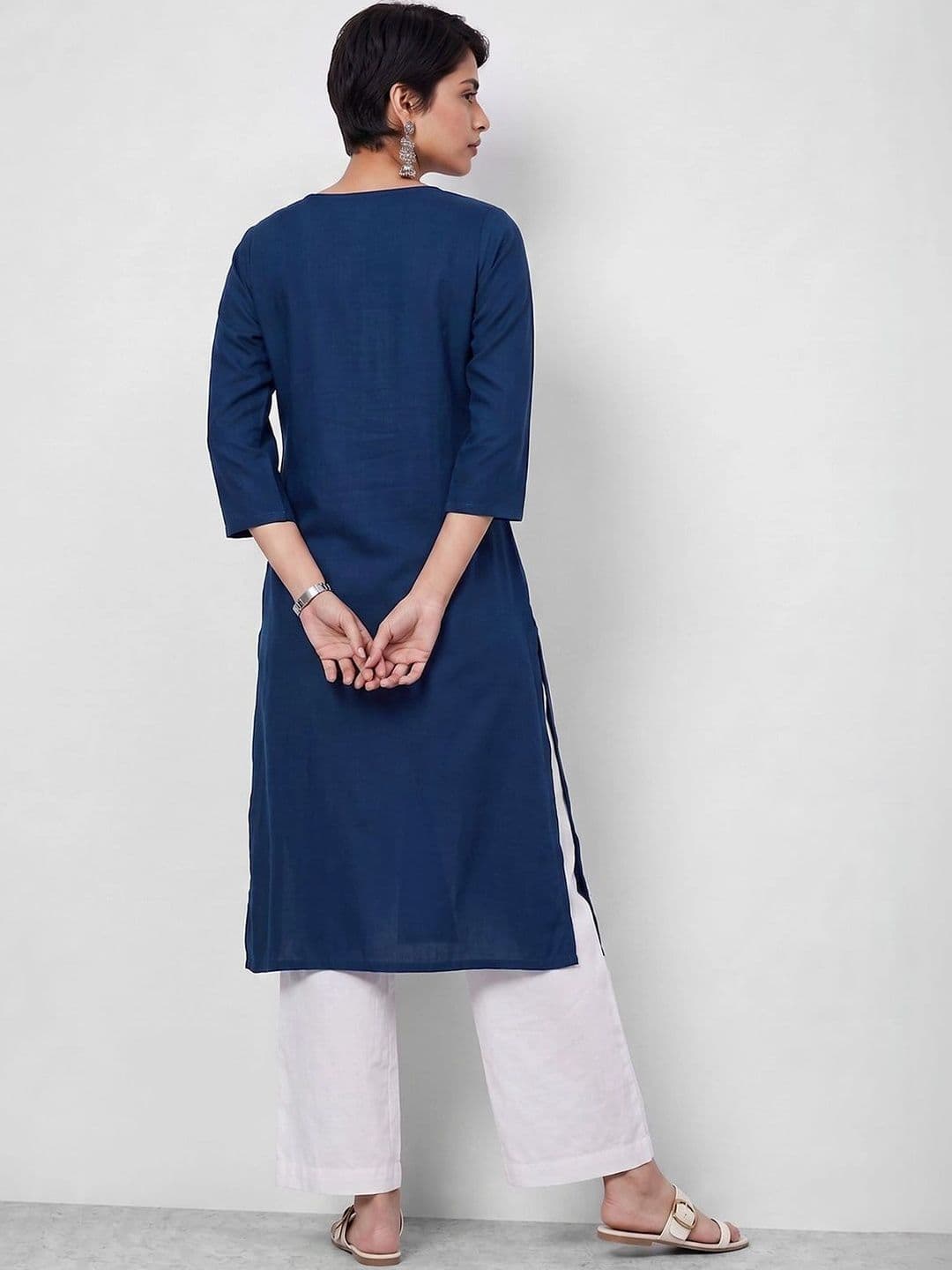 Melange by Lifestyle Women Ethnic Motifs Embroidered Chikankari Kurta thumbnail 5