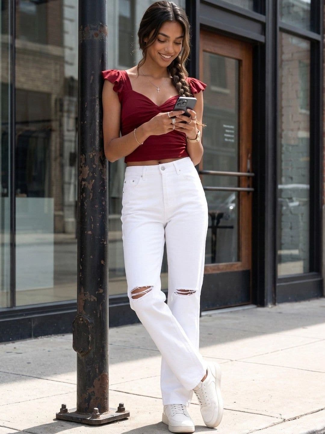 COMFITS Women Classic Relaxed Fit Mid-Rise Highly Distressed Stretchable Jeans thumbnail 5