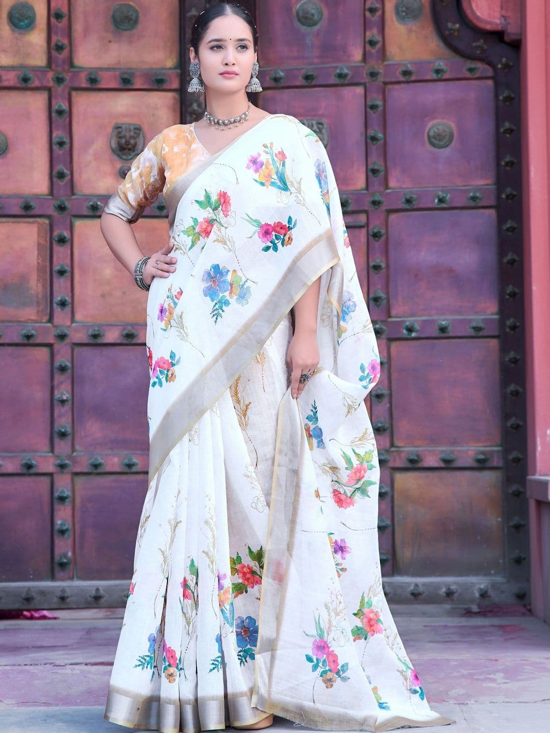 MANVAA Floral Saree thumbnail 6