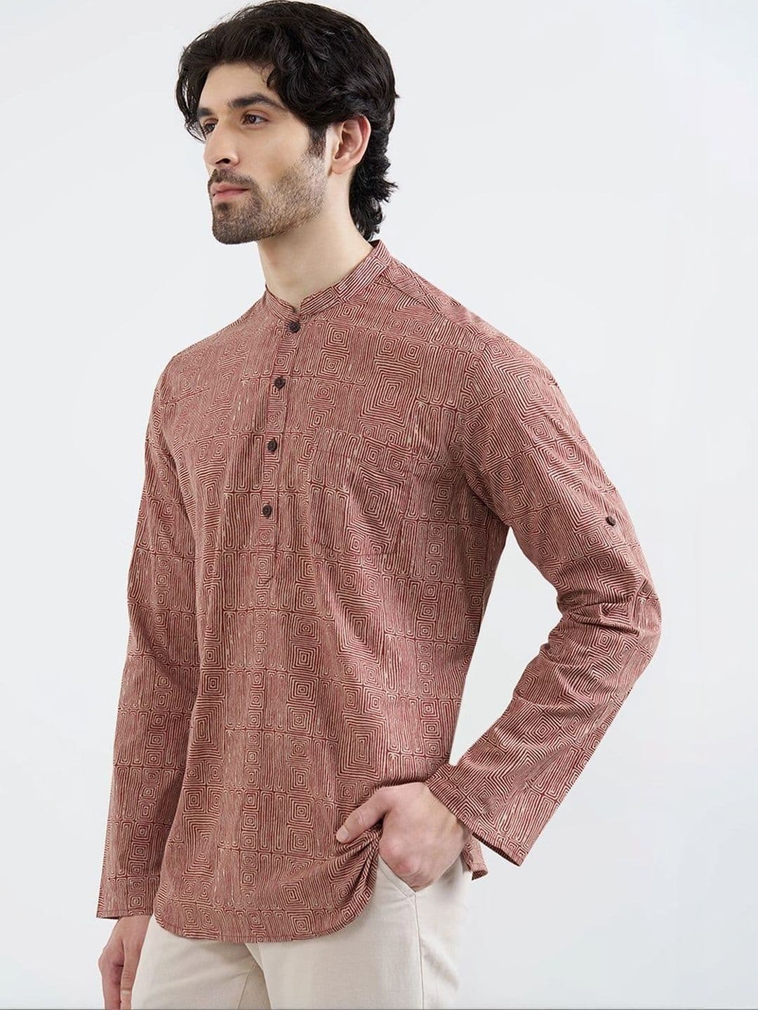indus route by Pantaloons Men Geometric Printed Kurta thumbnail 3