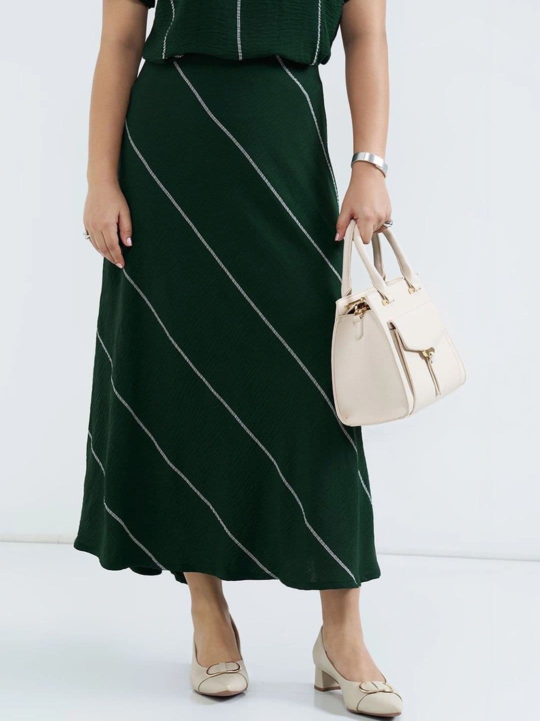 Honey Curvytude by Pantaloons Women Striped Midi A-Line Skirt - view 1