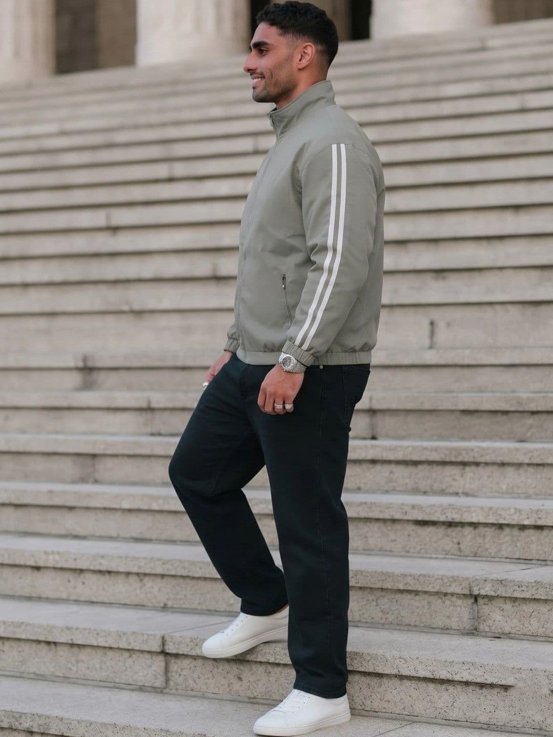 NeMe Couture Men Striped Lightweight Sporty Jacket thumbnail 2