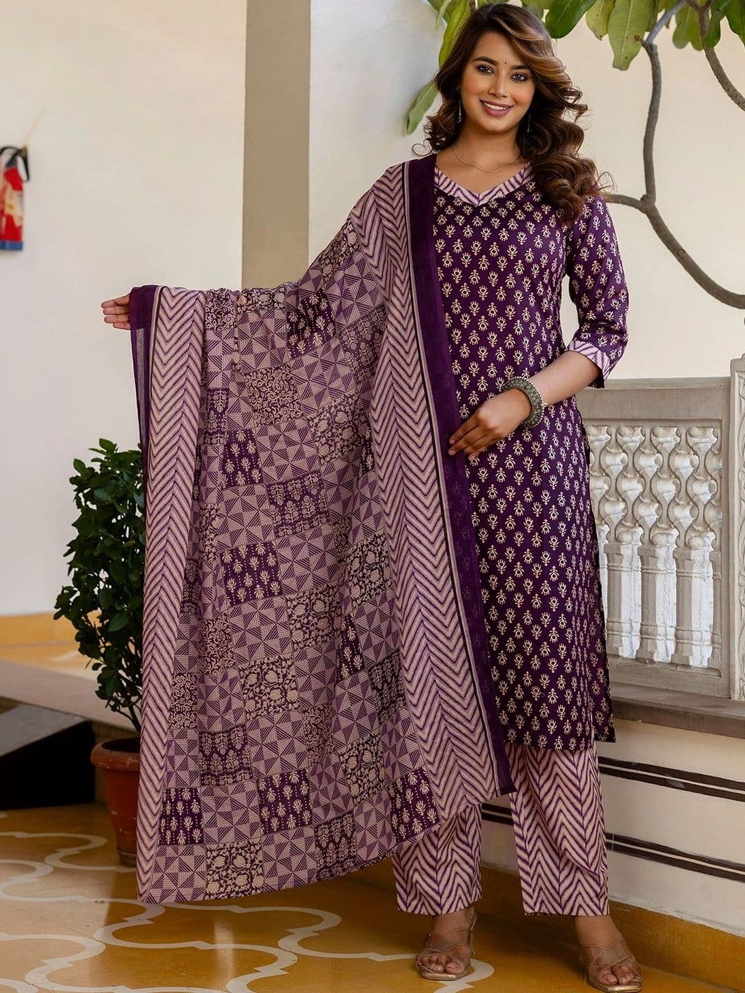 SANISA Women Ethnic Motifs Printed Regular Kurta with Trousers & With Dupatta - view 1