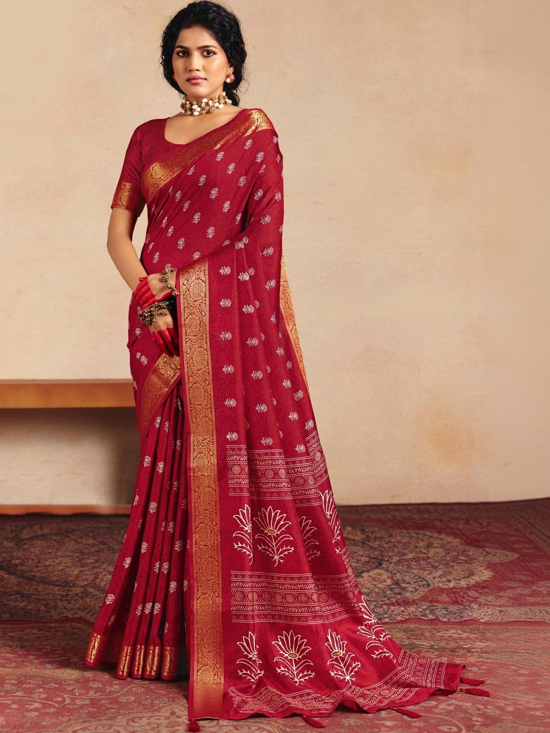 ELINA FASHION & HOME Woven Design Zari Silk Blend Designer Banarasi Saree - view 1