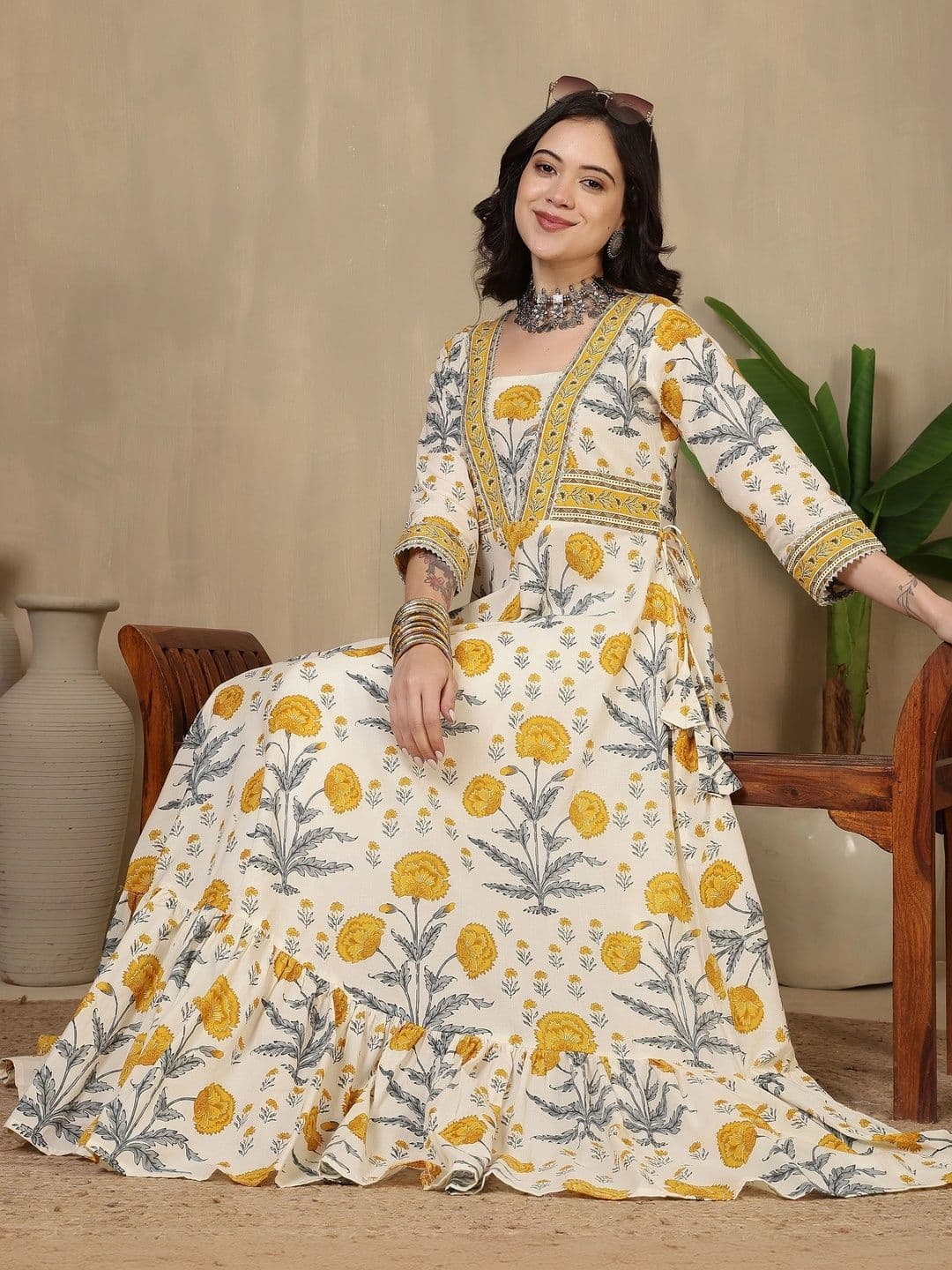 Sangria Women Floral Printed Floral Anarkali Kurta thumbnail 5