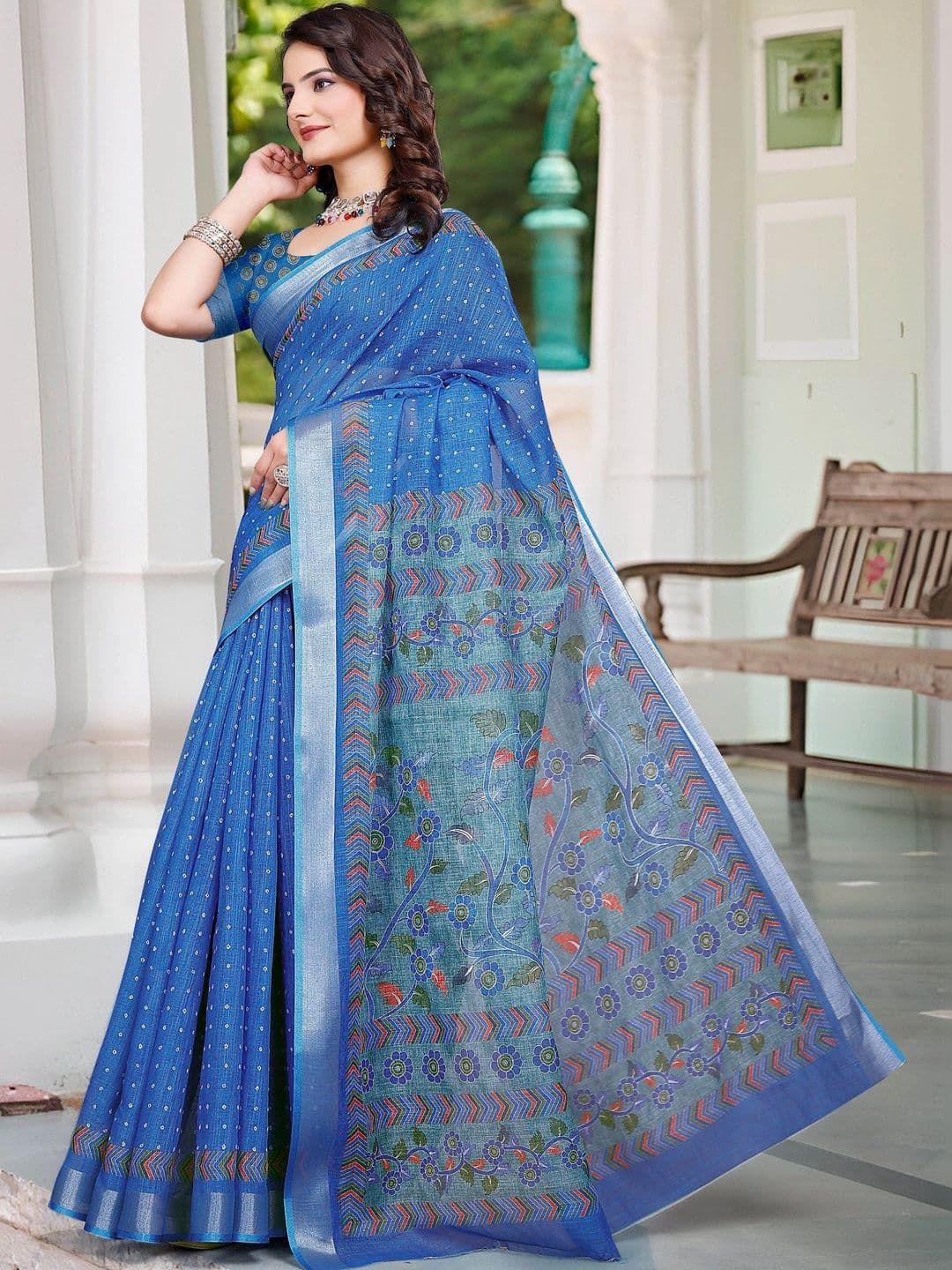 Maroosh Floral Saree thumbnail 6