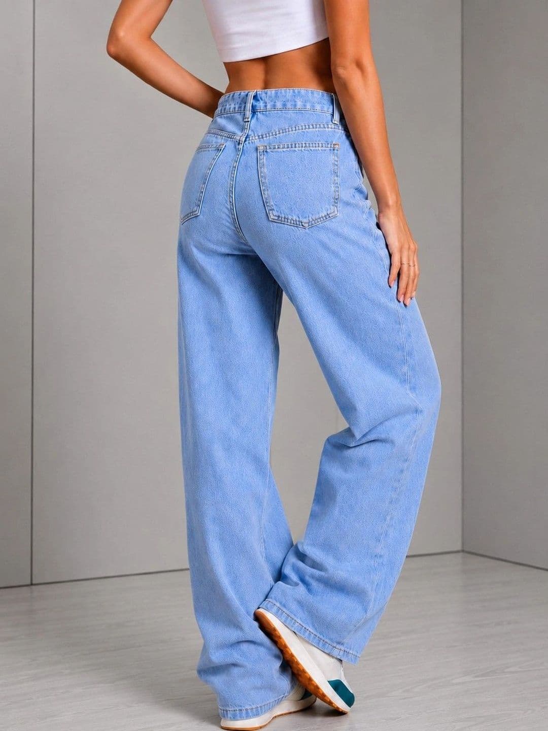 DressBerry Women Comfort Wide Leg High-Rise Light Fade Stretchable Jeans thumbnail 4