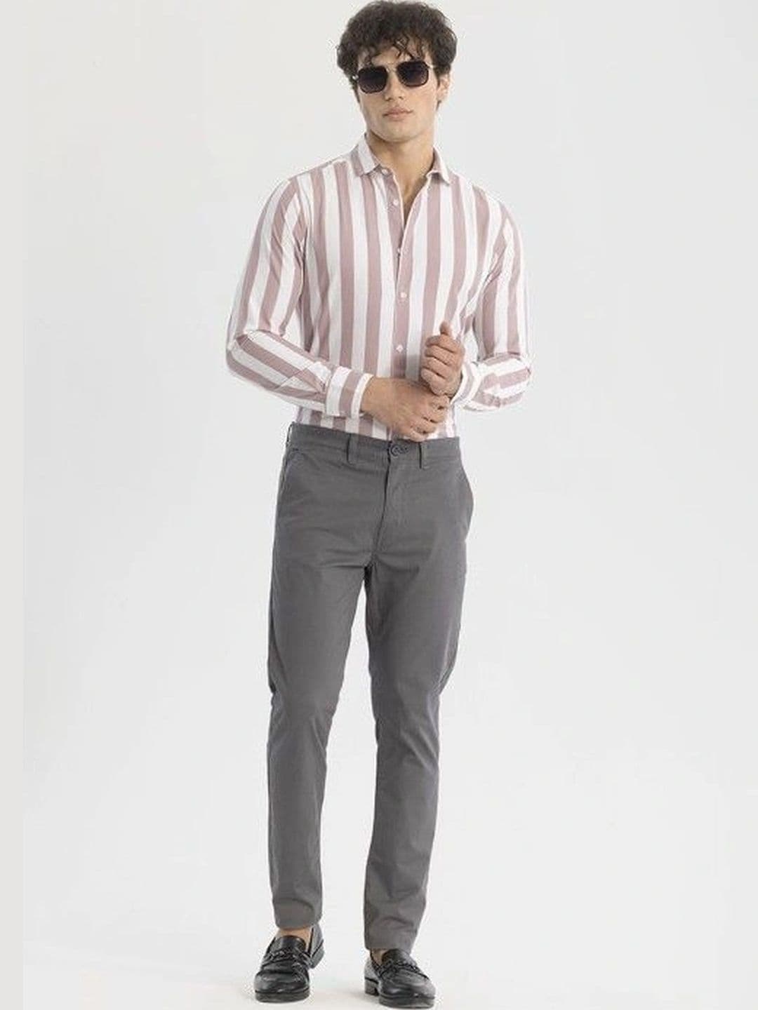 Studio-9 Men Classic Slim Fit Striped Casual Shirt thumbnail 3