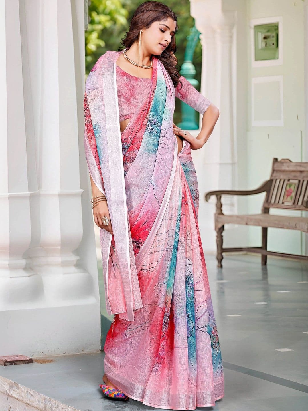 Maroosh Floral Saree thumbnail 7