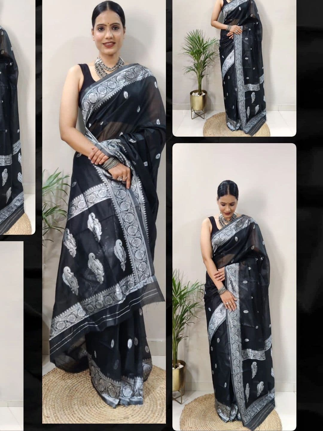 Mitera Woven Design Zari Silk Blend Banarasi Saree thumbnail 4