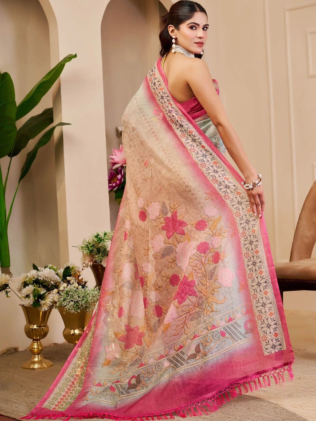 HERE&NOW Floral Silk Cotton Handloom Saree thumbnail 3
