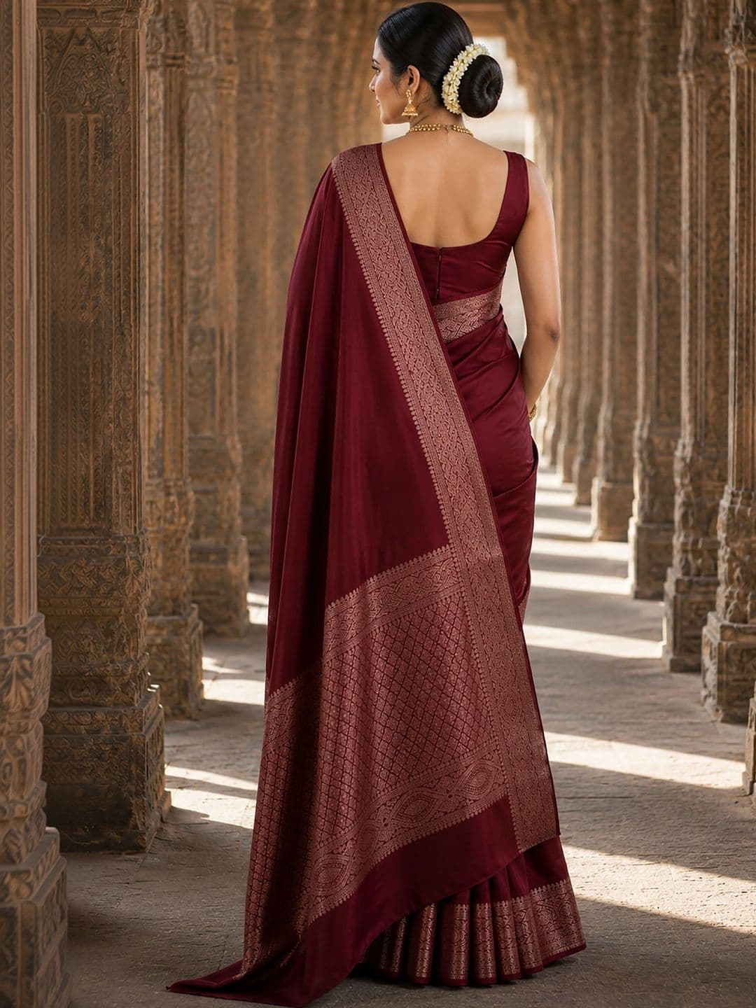 KALINI Woven Design Zari Silk Blend Designer Banarasi Saree thumbnail 3
