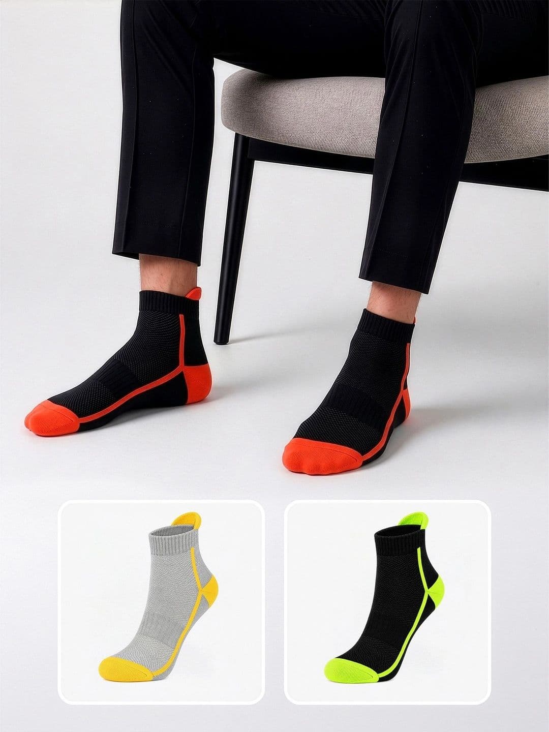 LOUIS STITCH Men Pack of 3 Cotton Assorted Colourblocked Ankle Length Socks thumbnail 5