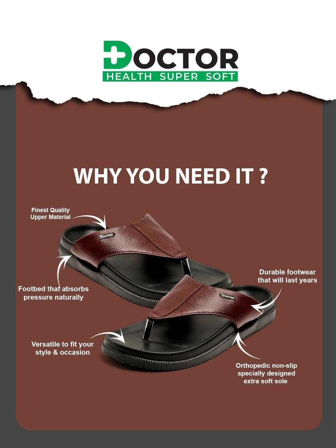 DOCTOR HEALTH SUPER SOFT  Men Thong Flip-Flops thumbnail 3