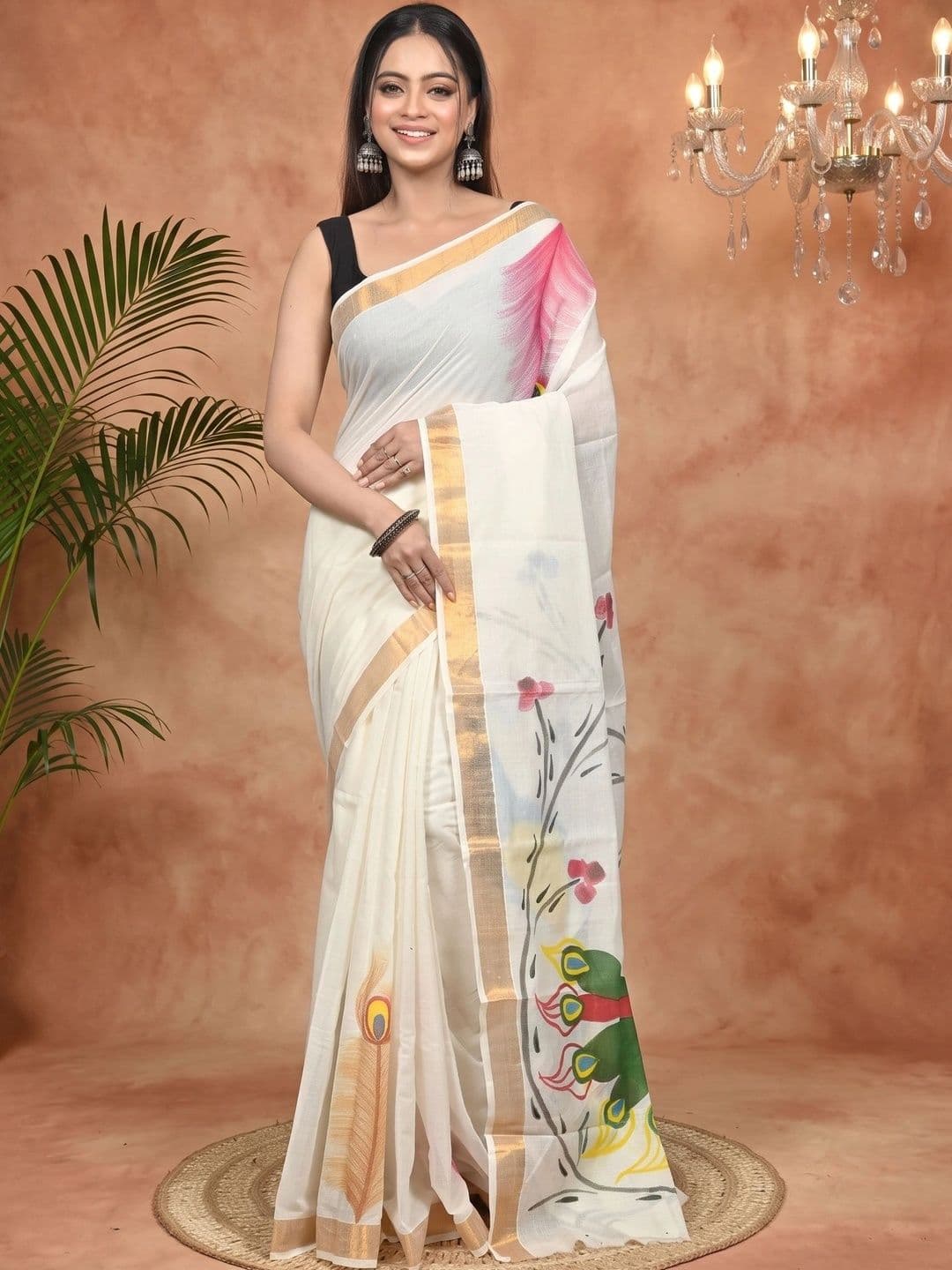GitAsit Women Ethnic Motifs Sequinned Pure Cotton Handloom Taant Saree - view 1
