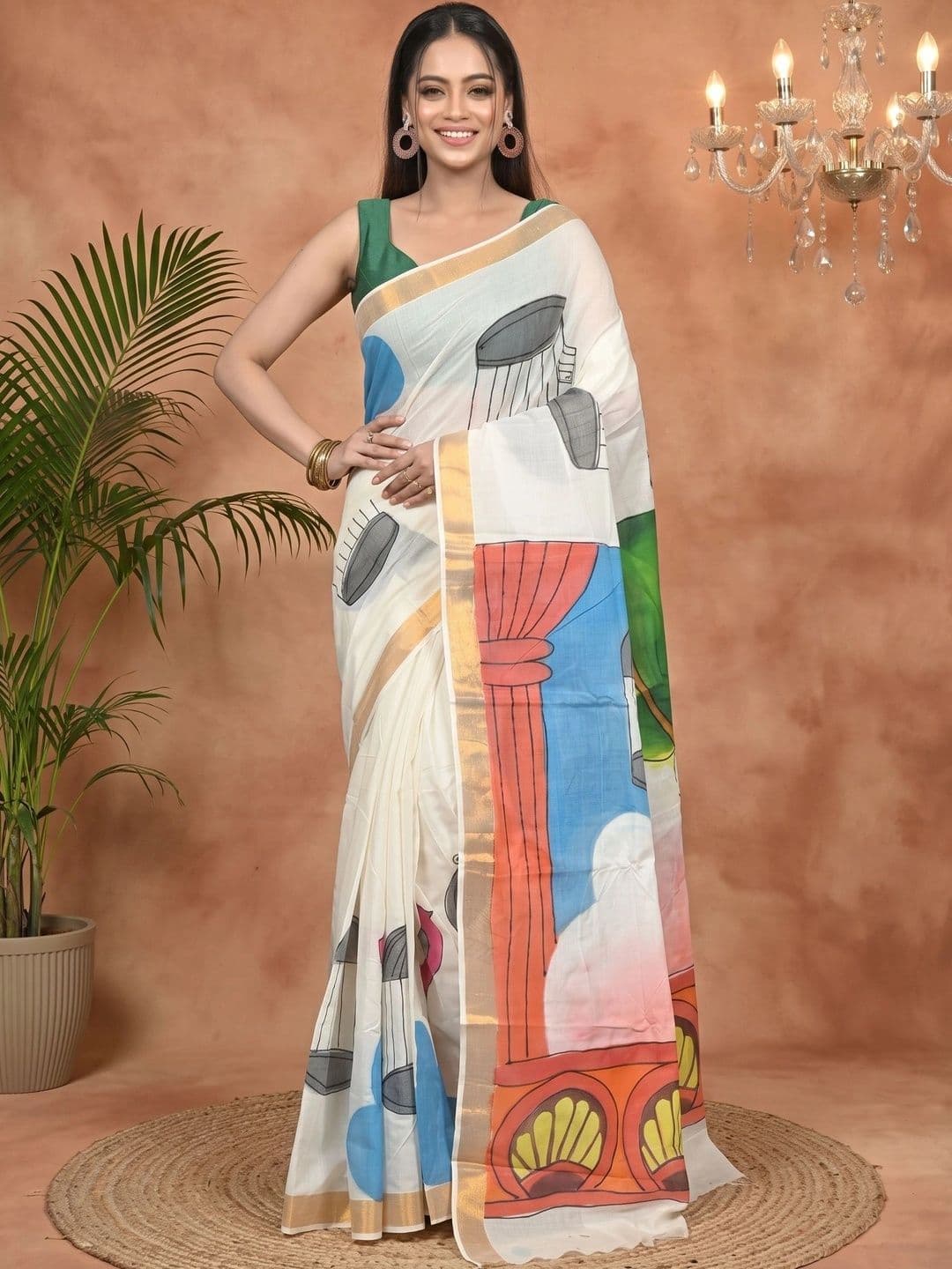 GitAsit Ethnic Motifs Sequinned Pure Cotton Handloom Taant Saree thumbnail 7