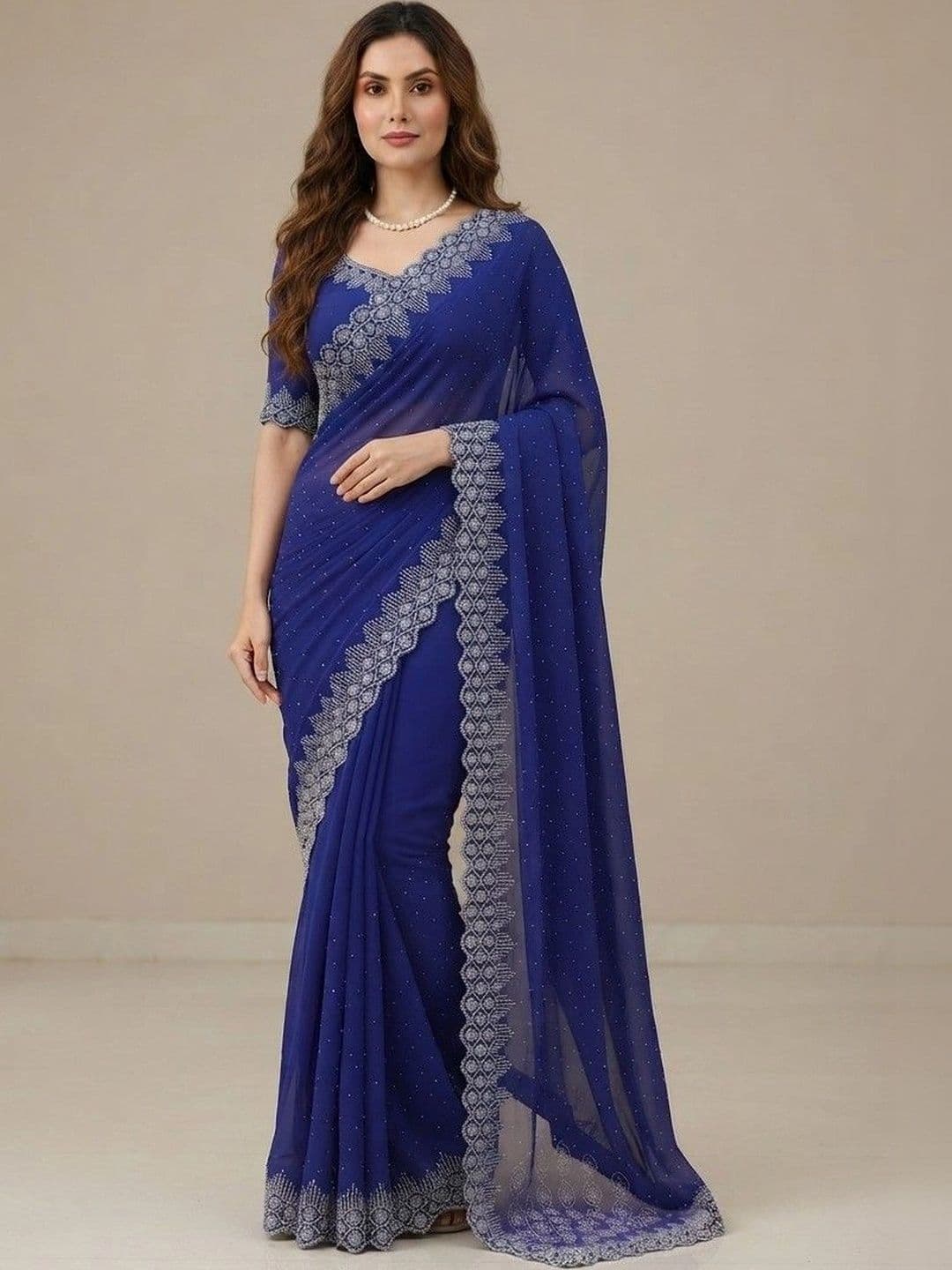 SmileyFashion Pure Georgette Saree thumbnail 2