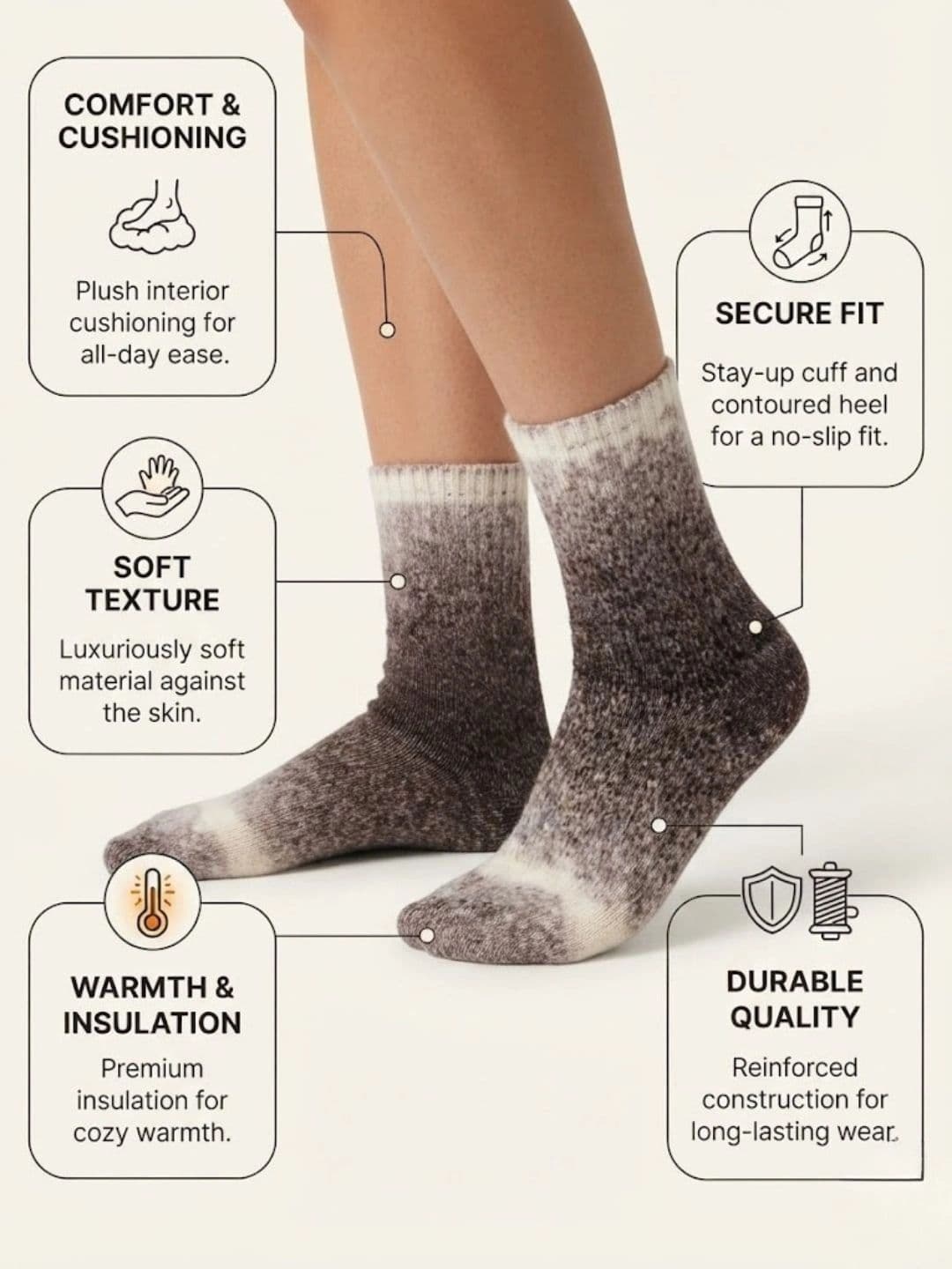 Cdeck Men Pack of 2 Woolen Colourblocked Above Ankle Socks thumbnail 3
