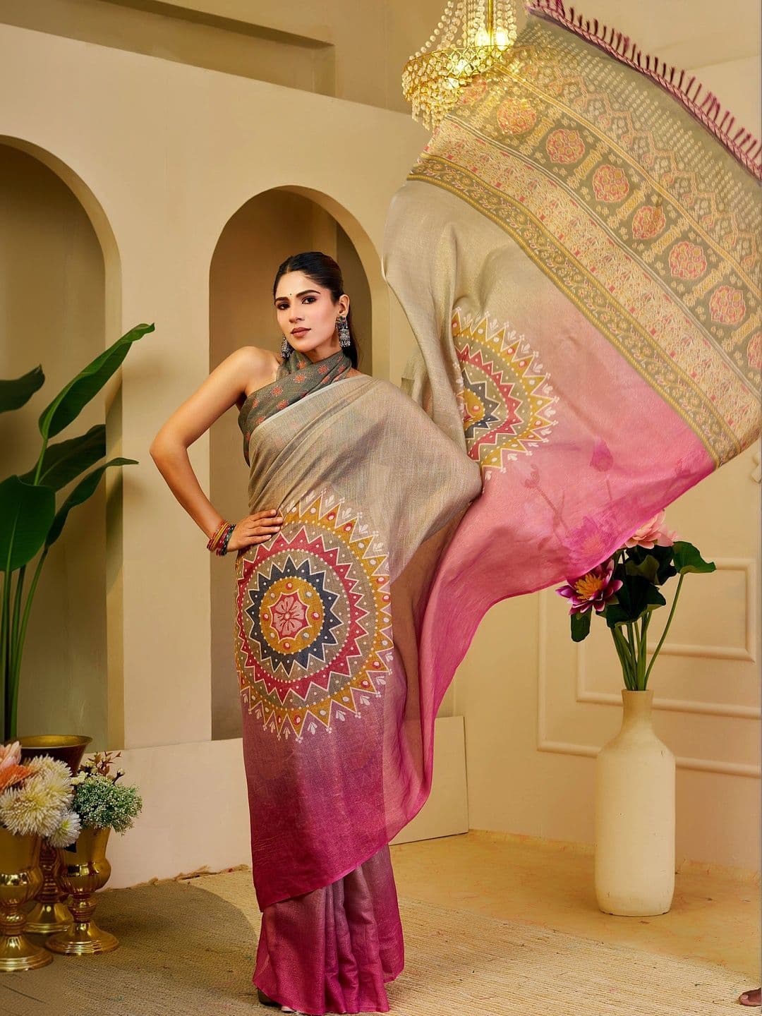 HERE&NOW Ombre Silk Cotton Handloom Saree thumbnail 7