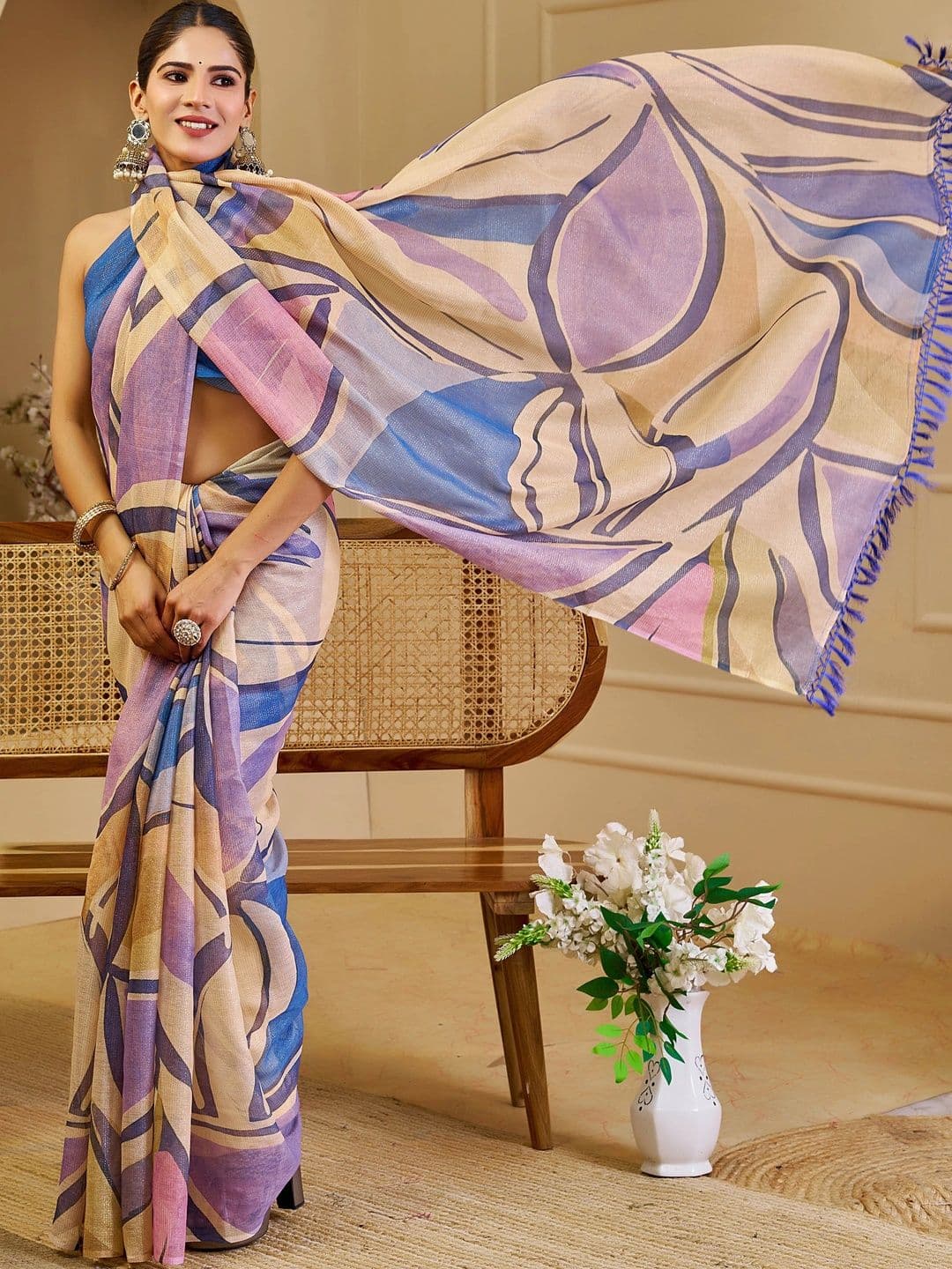 HERE&NOW Women Silk Cotton Handloom Saree thumbnail 5