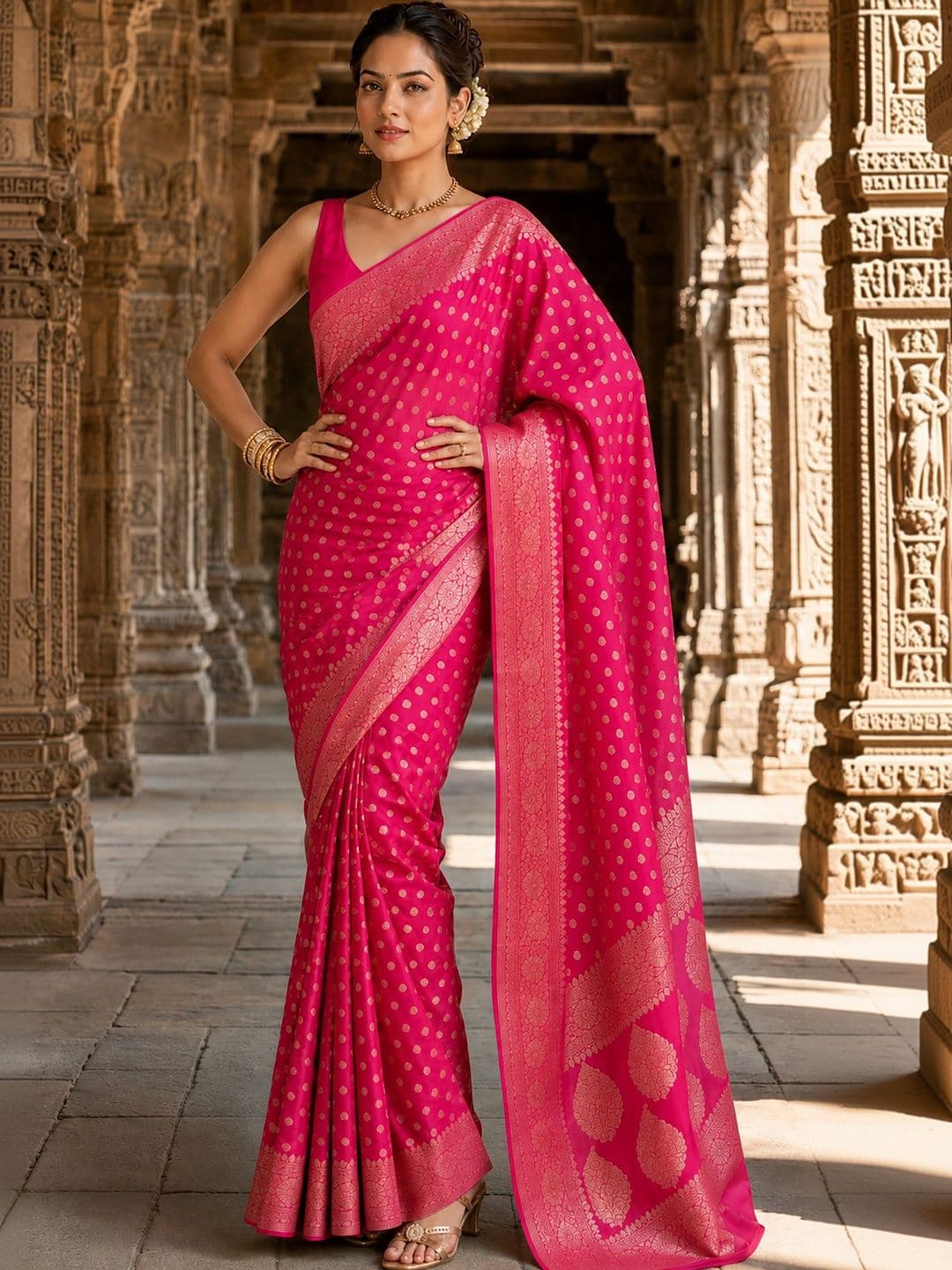KALINI Woven Design Zari Silk Blend Designer Banarasi Saree thumbnail 6
