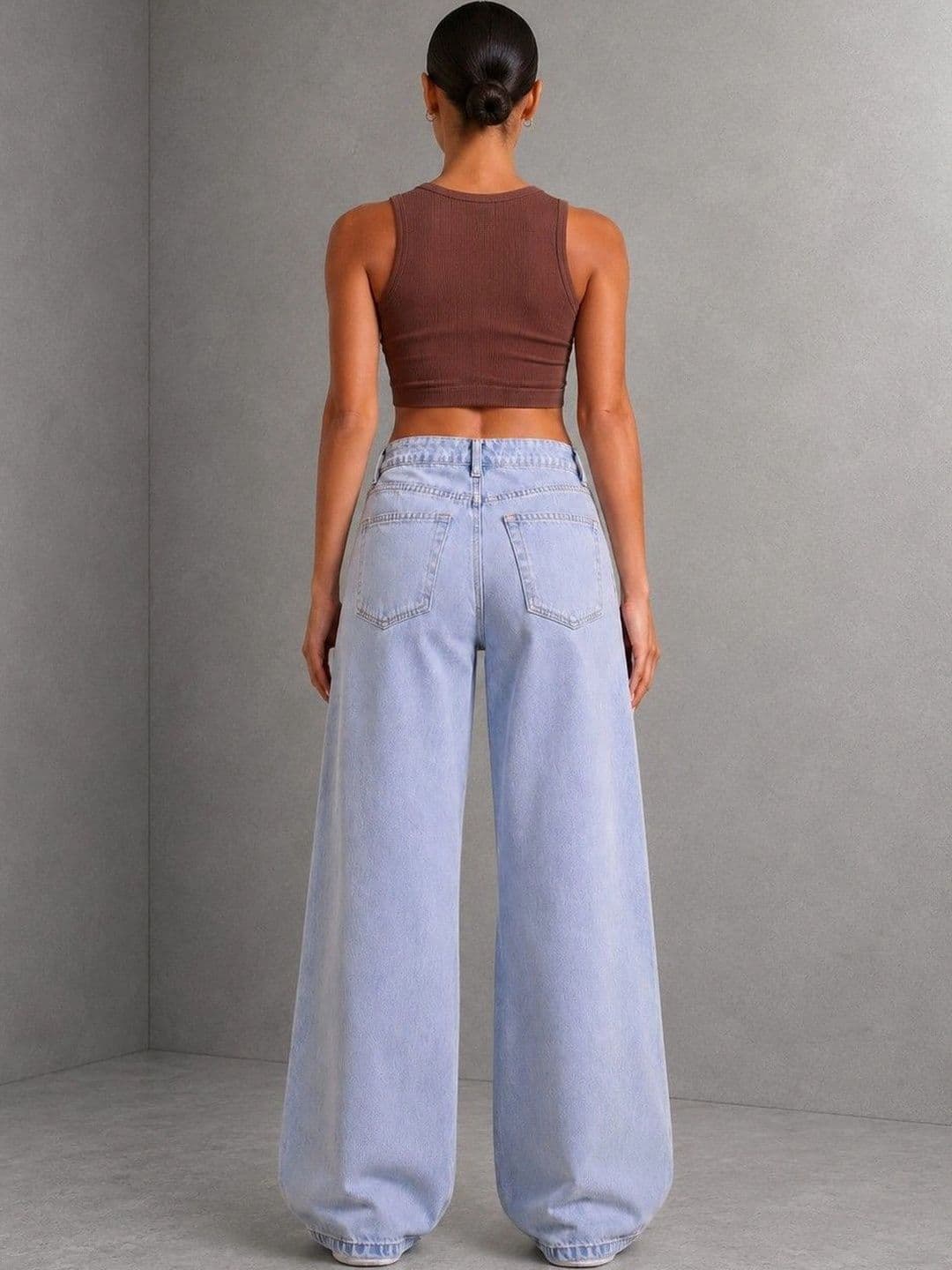 DressBerry Women Comfort Wide Leg High-Rise Light Fade Stretchable Jeans thumbnail 5